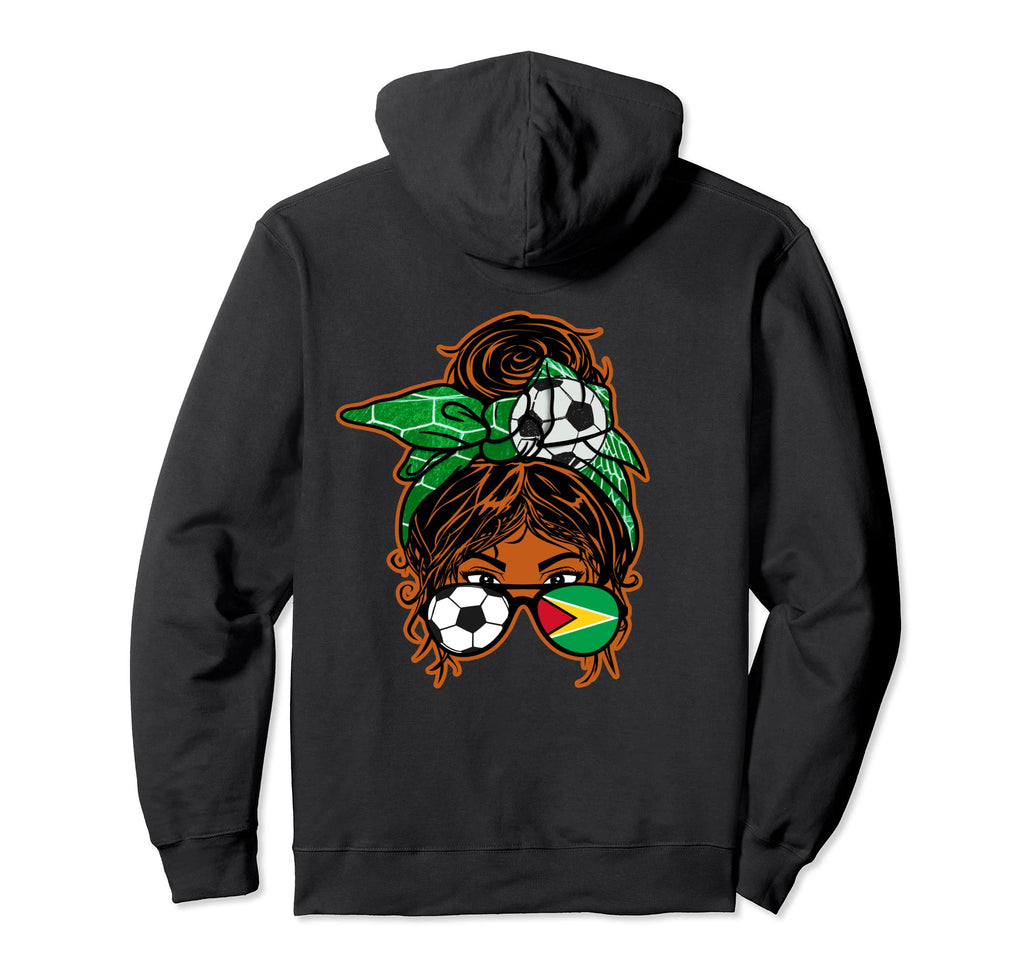 Messy Bun Hair Brown Skin Soccer Guyana Hoodie - Novelty Apparel Men Women - T-Shirt, Sweatshirt, Hoodie