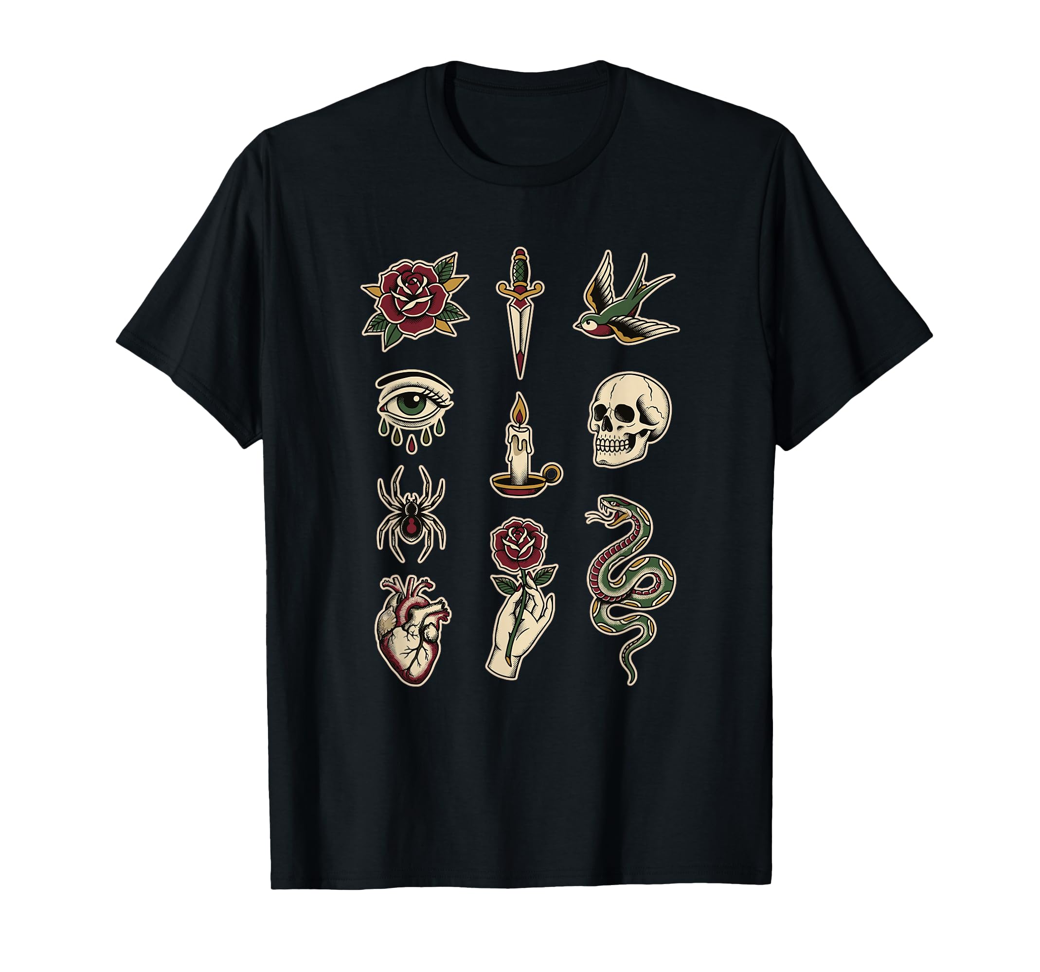 Traditional Tattoo Flash Sheet T-Shirt - Graphic Print Men Women - T-Shirt, Sweatshirt, Hoodie