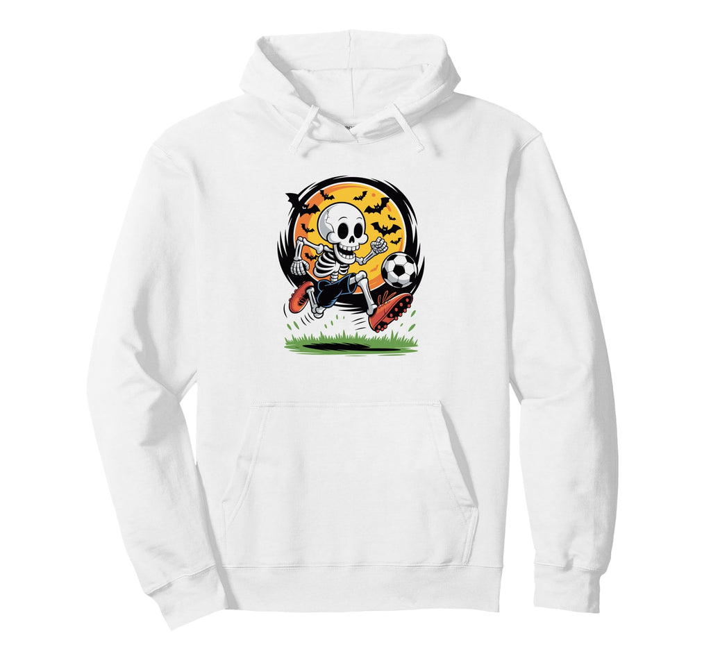 Soccer Football Halloween Skeleton Player Hoodie - Unique Graphic Unisex - T-Shirt, Sweatshirt, Hoodie