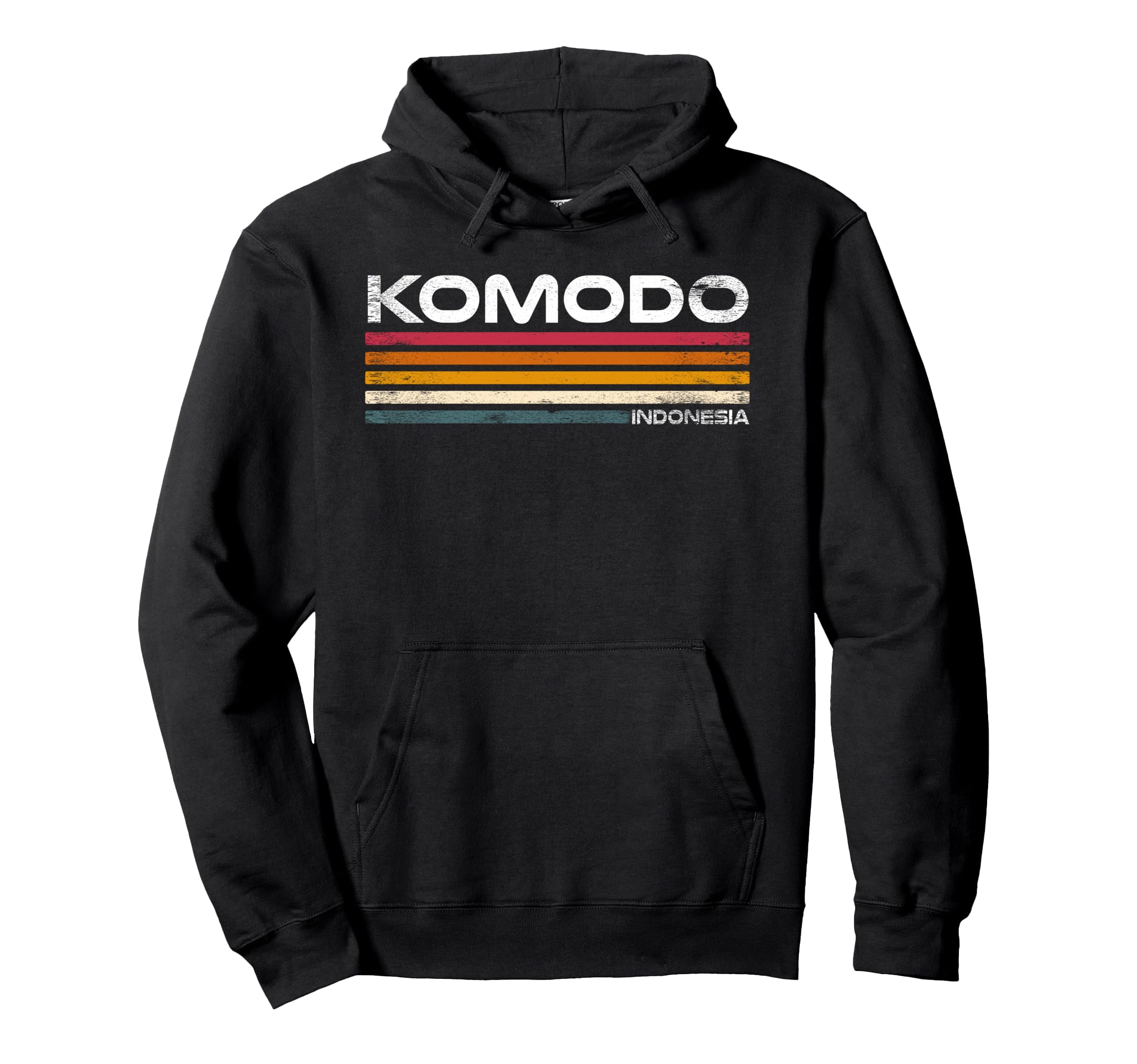 Komodo Indonesia Travel Stripes Hoodie - Fun Novelty Design for Adults - T-Shirt, Sweatshirt, Hoodie