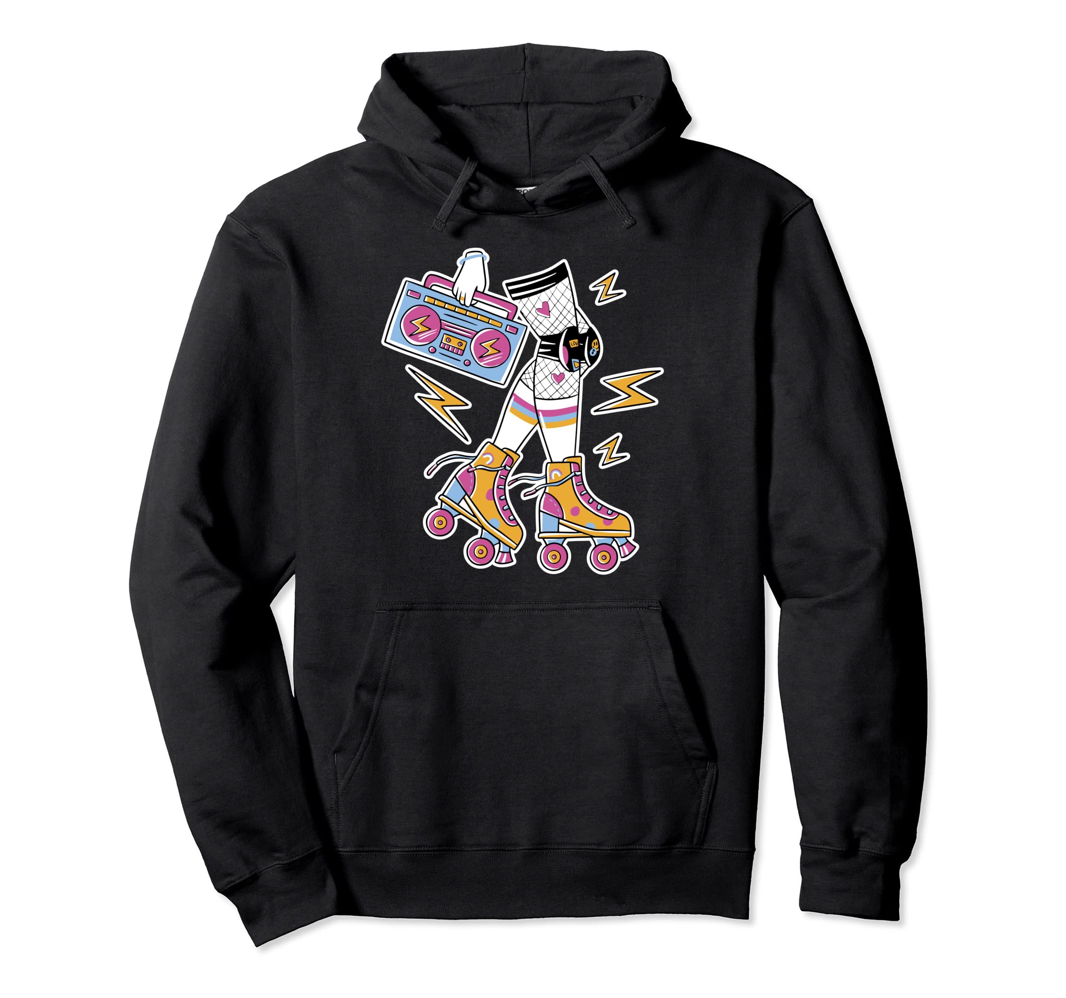 80S Roller Skate Boombox Roller Skating Hoodie - Graphic Print Men Women - T-Shirt, Sweatshirt, Hoodie