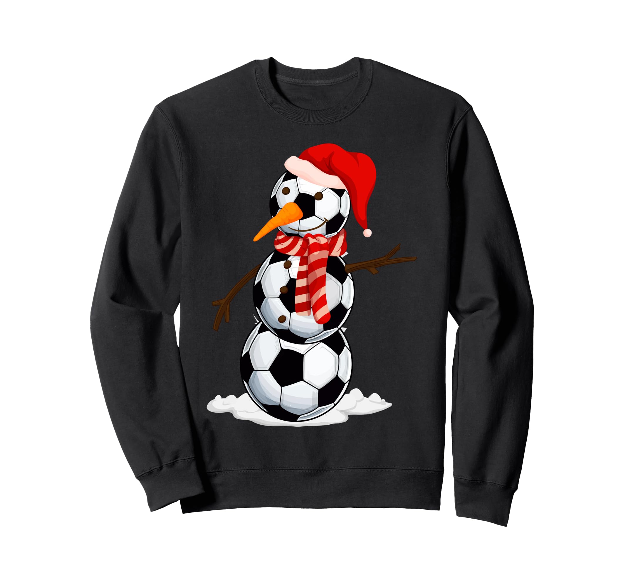 Funny Snowman Santa Hat Soccer Sweatshirt - Graphic Print Men Women - T-Shirt, Sweatshirt, Hoodie