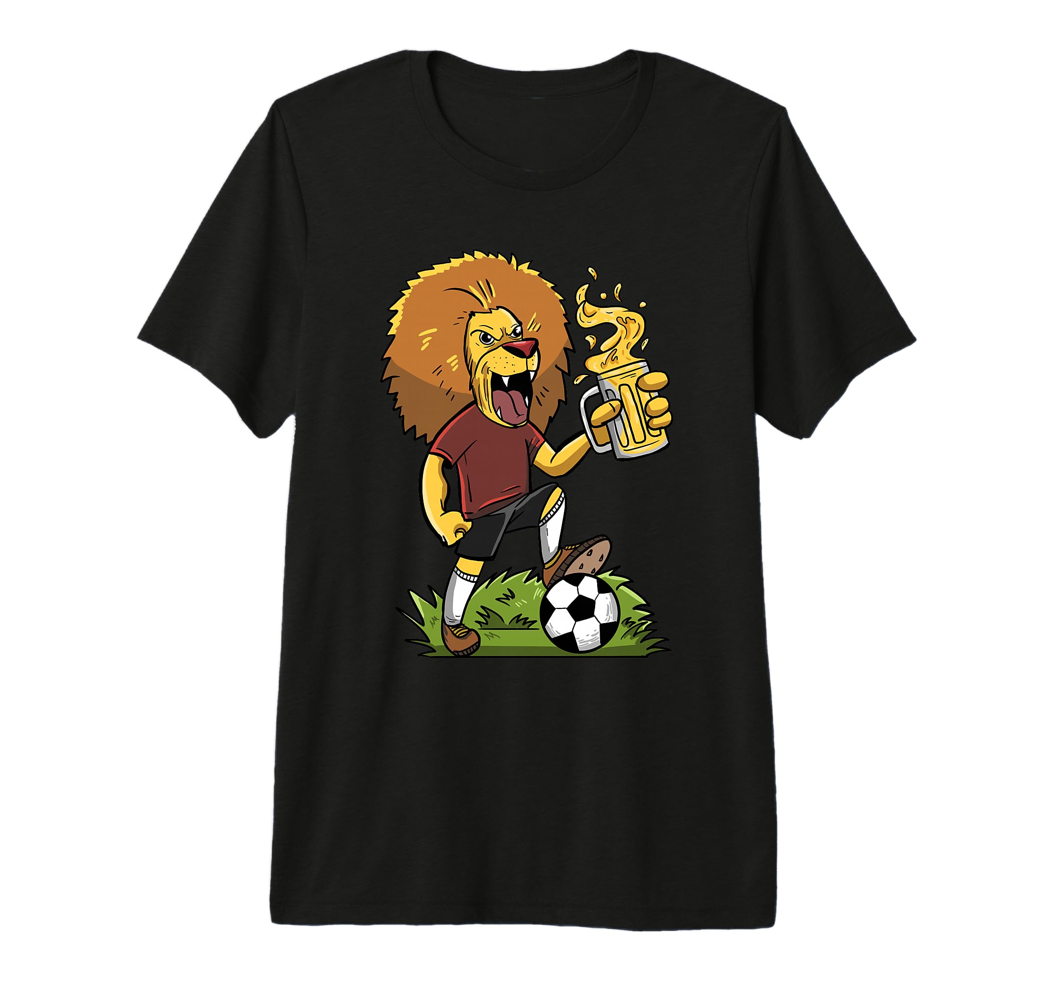 Lion Beer Soccer Funny King Jungle T-Shirt - Minimalist Print Unisex - T-Shirt, Sweatshirt, Hoodie