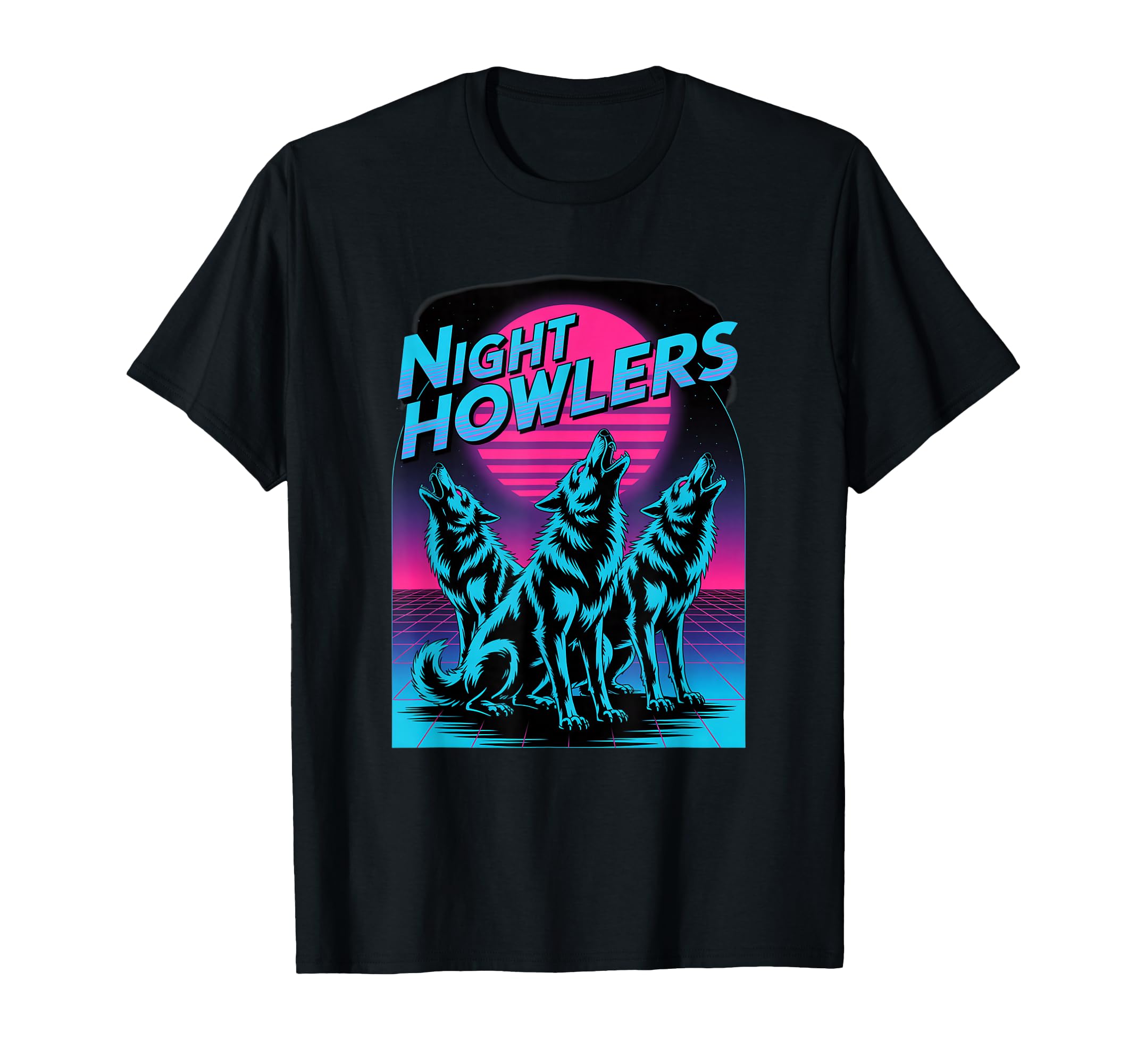 Night Howlers Synthwave Wolf Moon Pack T-Shirt - Streetwear Style Men Women - T-Shirt, Sweatshirt, Hoodie