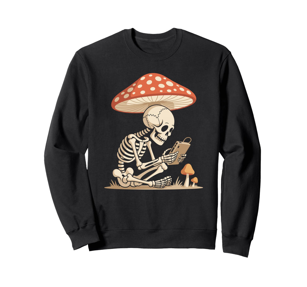 Arcade Gamer Skeleton Sitting Under Sweatshirt - Trendy Graphic Men Women - T-Shirt, Sweatshirt, Hoodie