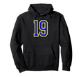 Blue Yellow Sport Team Number 19 Hoodie - Casual Everyday Wear for Adults - T-Shirt, Sweatshirt, Hoodie