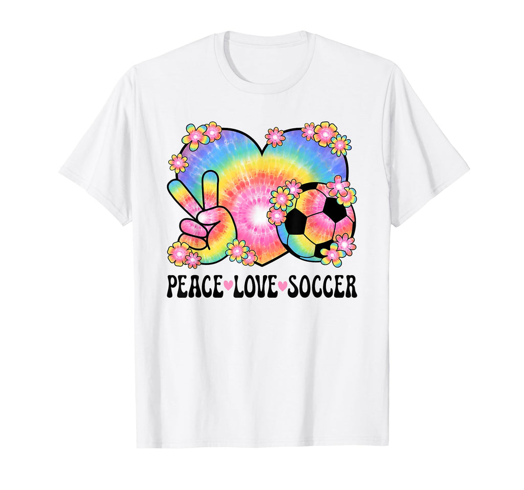 Peace Love Soccer Lover 60S 70S Hippie T-Shirt - Novelty Apparel Unisex - T-Shirt, Sweatshirt, Hoodie
