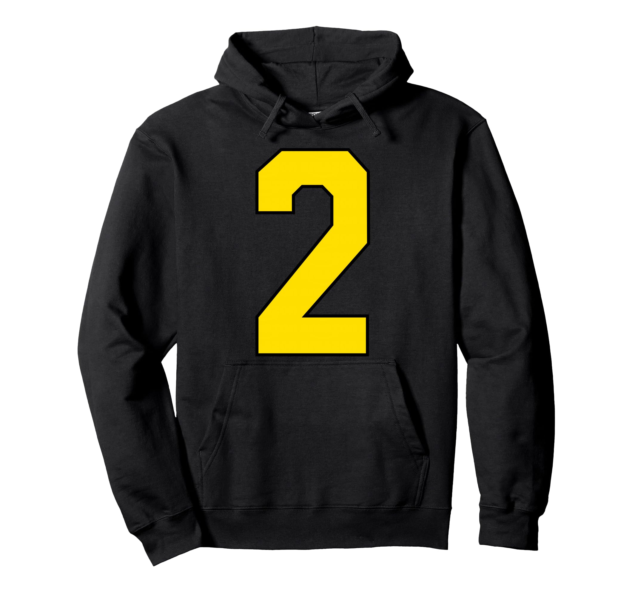 Yellow Sports Team Number 2 Fan Hoodie - Minimalist Print for Adults - T-Shirt, Sweatshirt, Hoodie