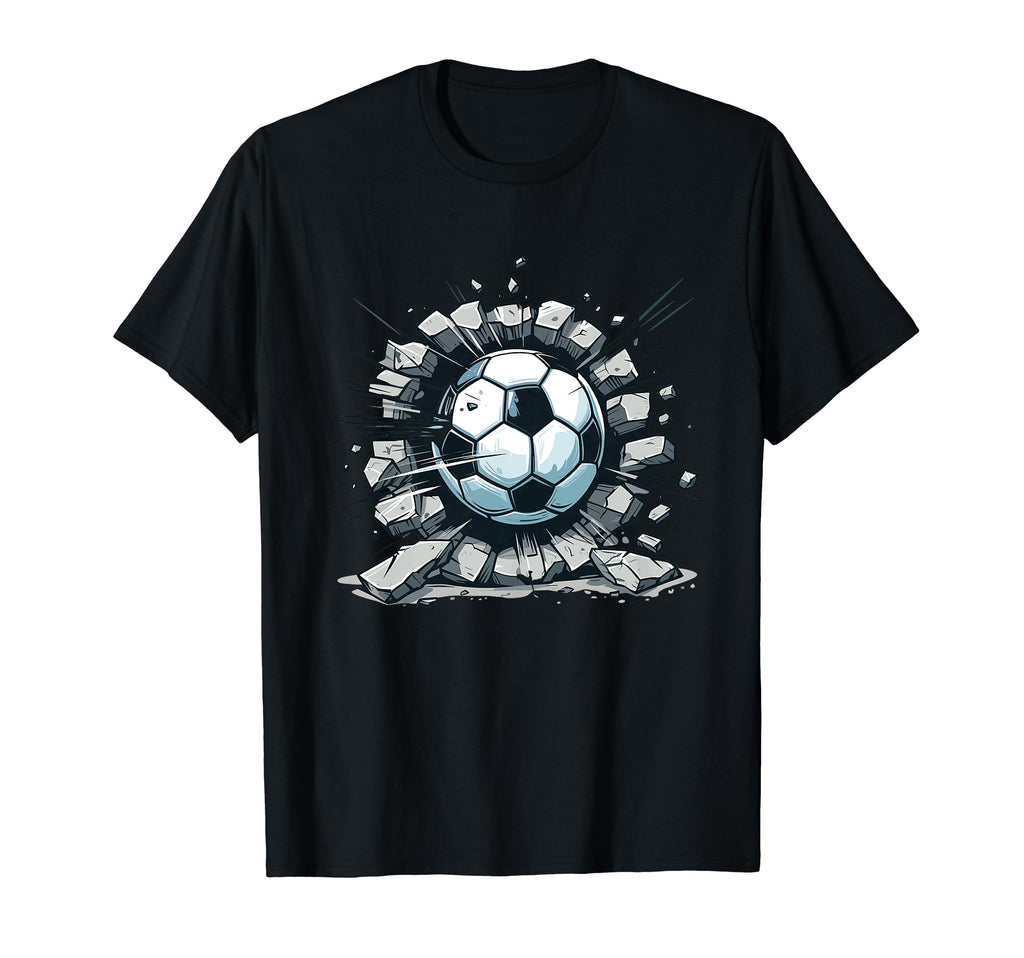 Soccer Ball Break Wall Soccer Sport T-Shirt - Unique Graphic for Adults - T-Shirt, Sweatshirt, Hoodie
