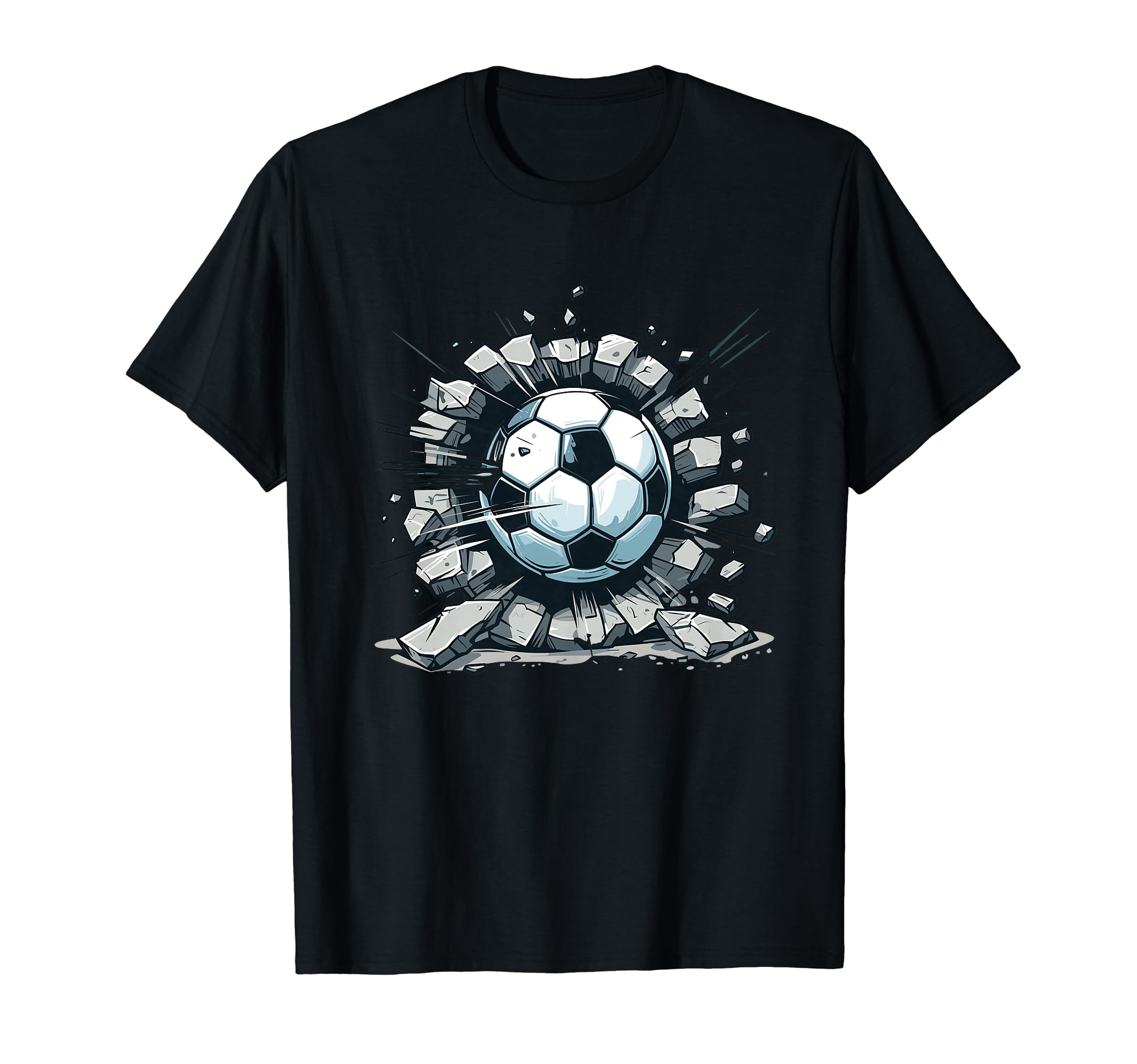 Soccer Ball Break Wall Soccer Sport T-Shirt - Unique Graphic for Adults - T-Shirt, Sweatshirt, Hoodie