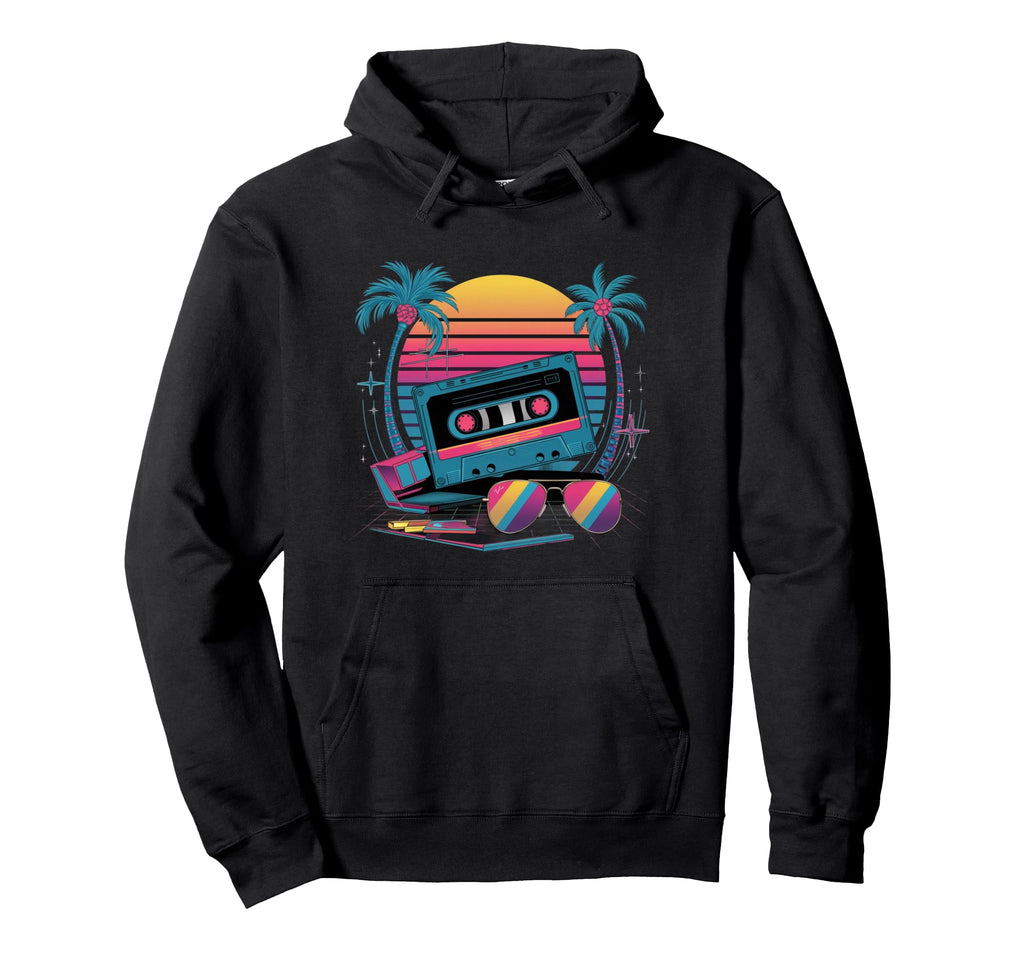 Wave Aesthetic Synth Vibes Cassette Tape Hoodie - Novelty Apparel Unisex - T-Shirt, Sweatshirt, Hoodie