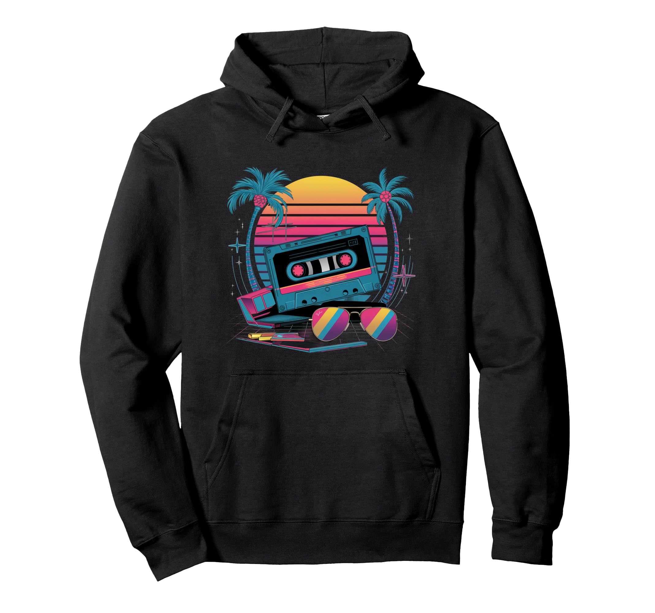 Wave Aesthetic Synth Vibes Cassette Tape Hoodie - Novelty Apparel Unisex - T-Shirt, Sweatshirt, Hoodie