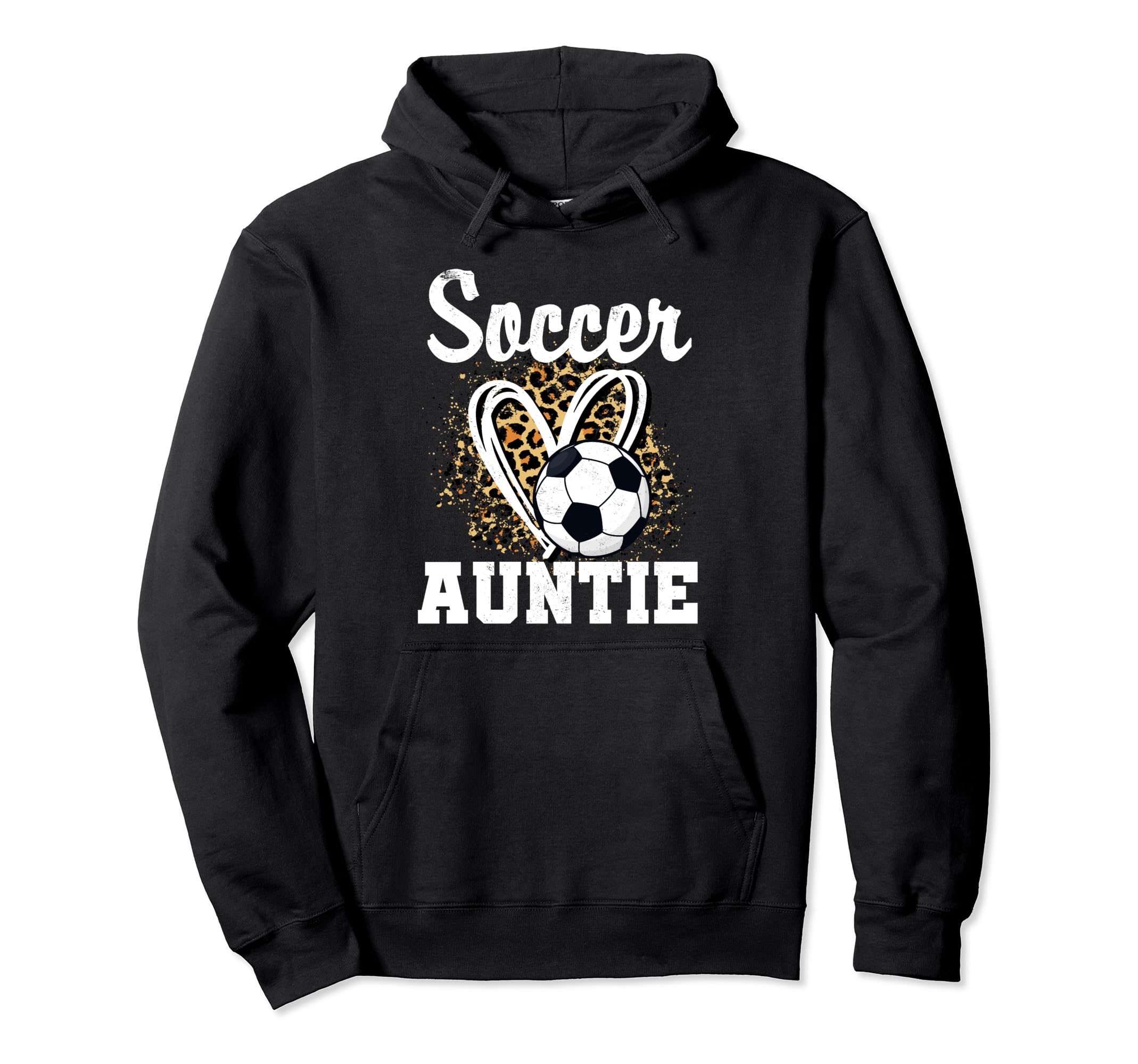 Soccer Auntie Leopard Heart Matching Hoodie - Unique Graphic Men Women - T-Shirt, Sweatshirt, Hoodie