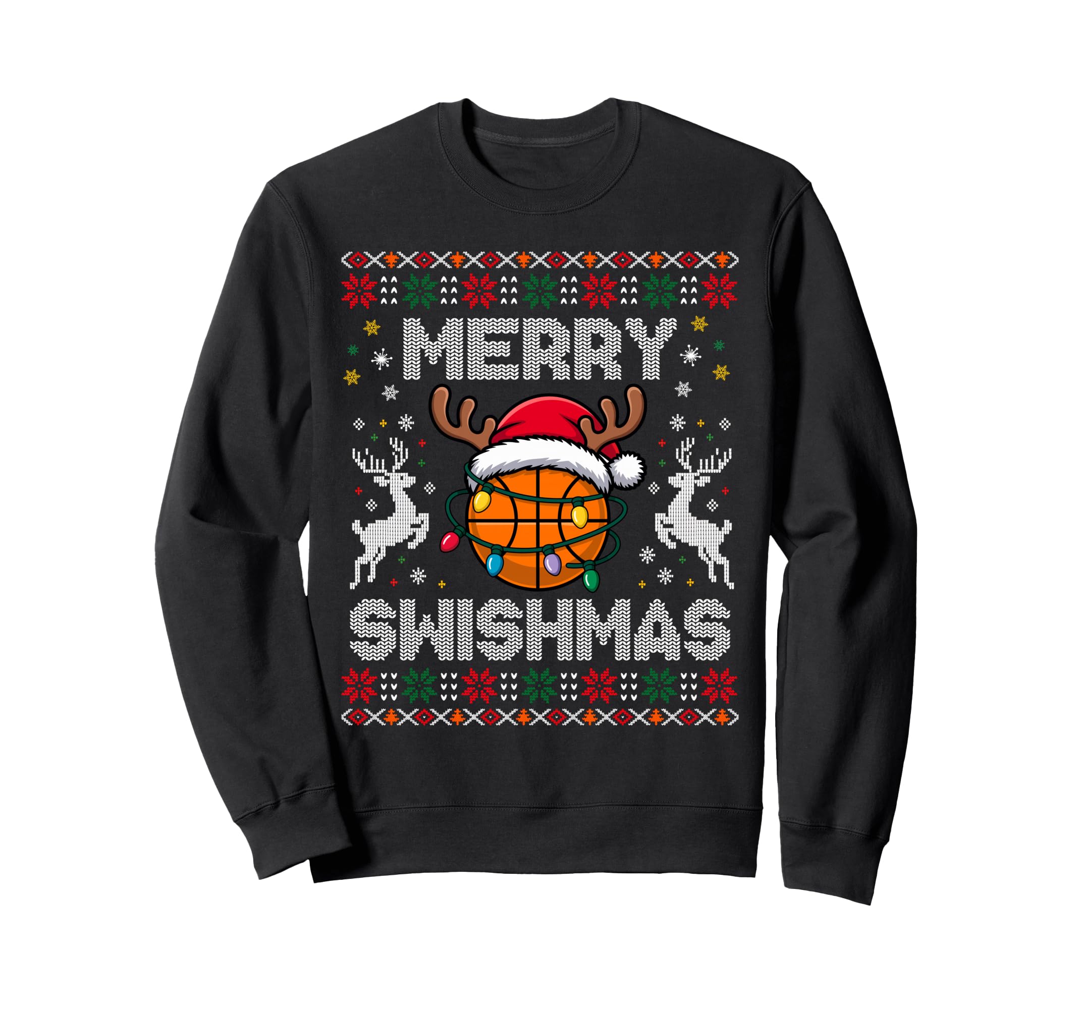 Funny Merry Swishmas Basketball Sweatshirt - Unique Graphic Men Women - T-Shirt, Sweatshirt, Hoodie