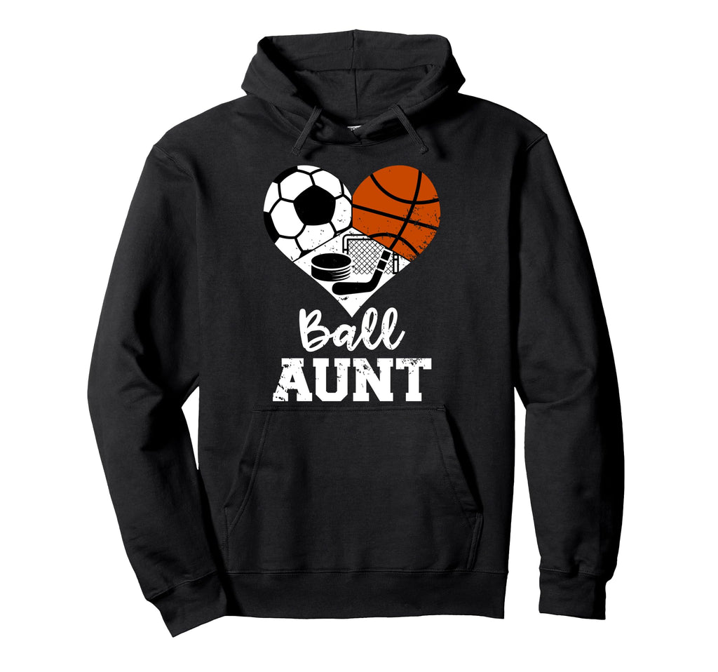 Ball Aunt Heart Funny Soccer Hoodie - Minimalist Print Men Women - T-Shirt, Sweatshirt, Hoodie