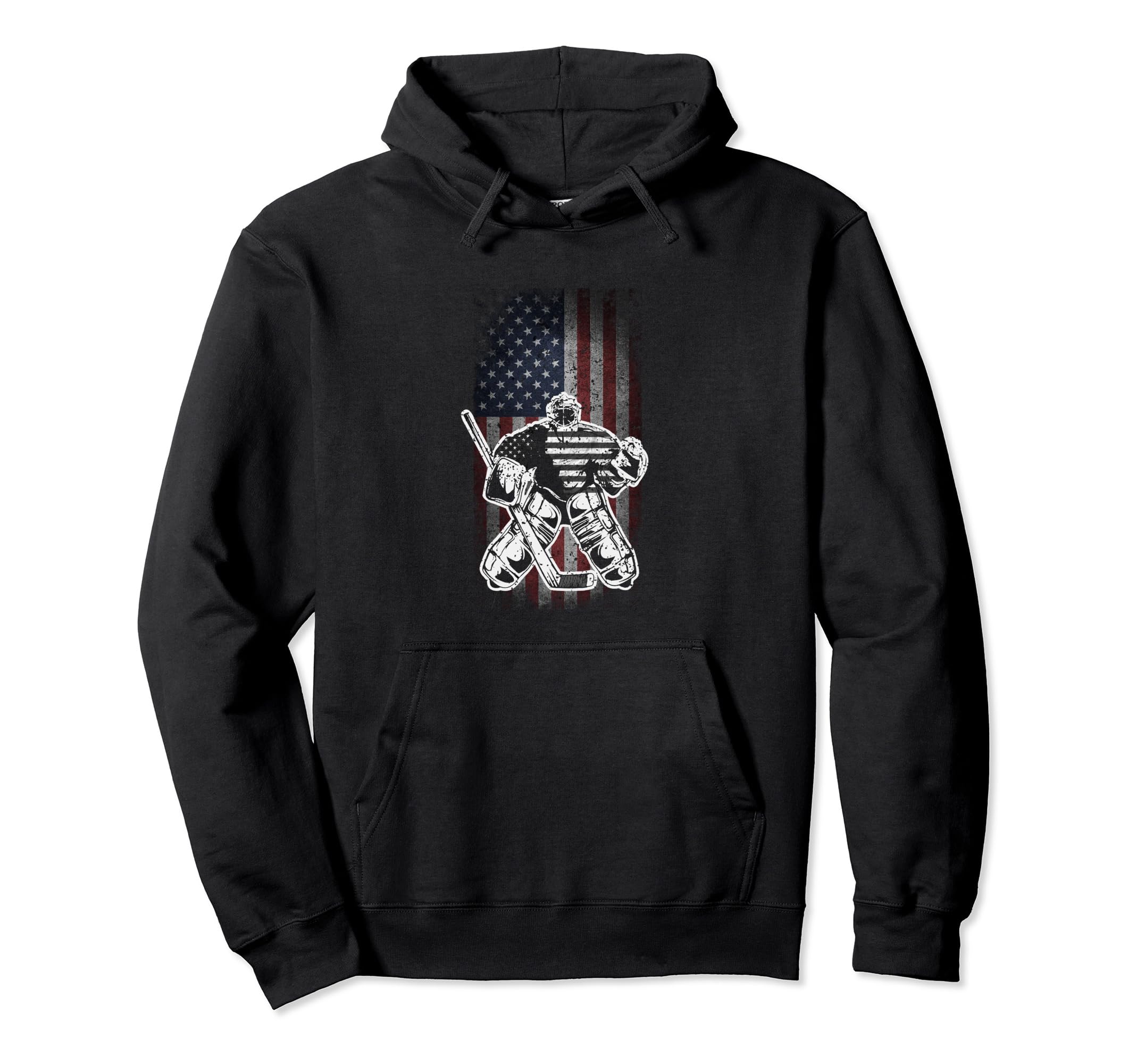 Hockey Goalie American Flag Us Flag Hoodie - Casual Everyday Wear Unisex - T-Shirt, Sweatshirt, Hoodie