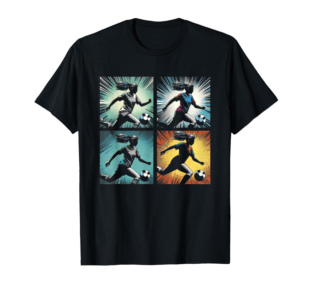 Soccer Pop Art Female Soccer Player T-Shirt - Custom Art Print Men Women - T-Shirt, Sweatshirt, Hoodie