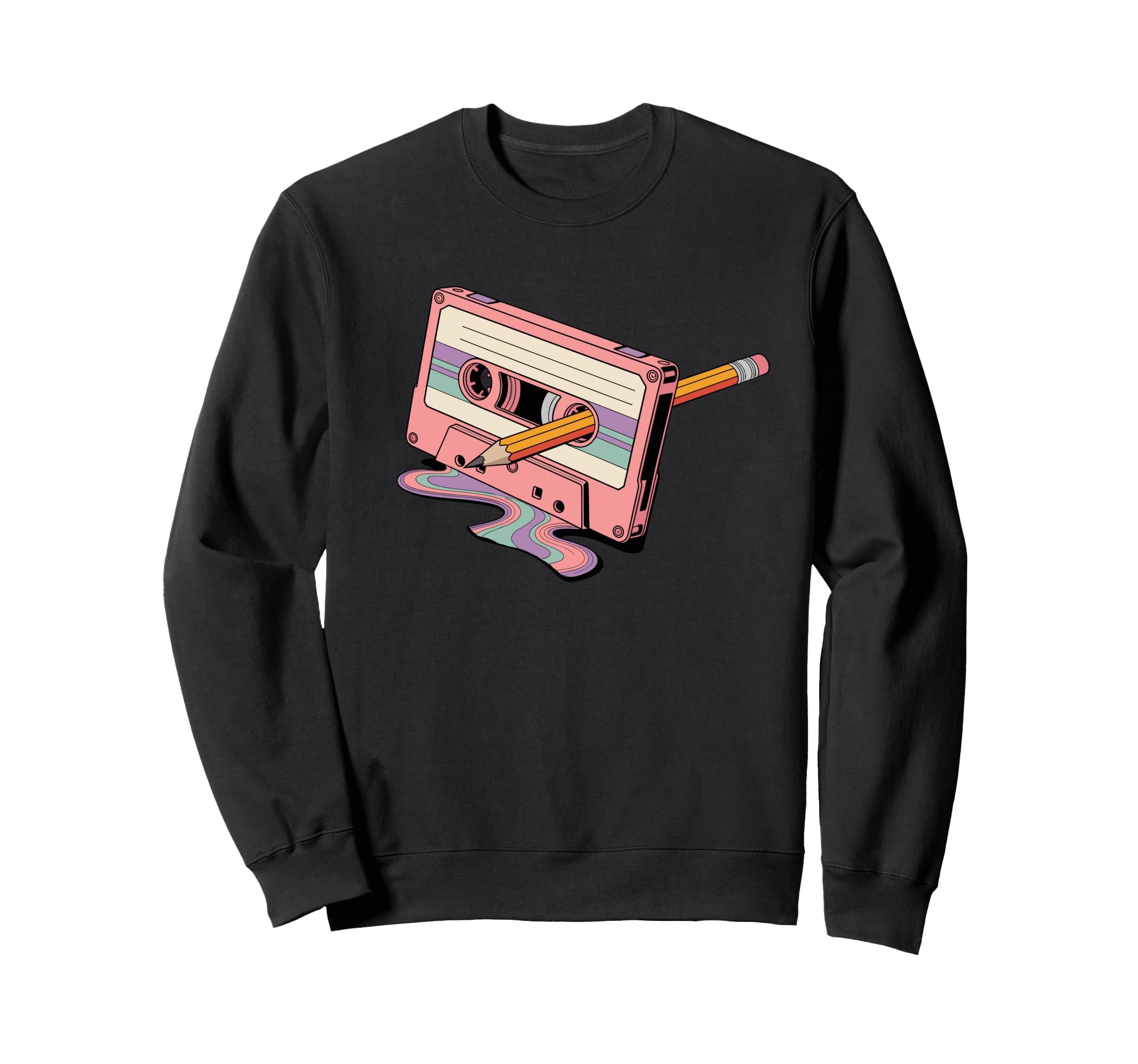 Melting Paint Art Cassette Player Sweatshirt - Trendy Graphic for Adults - T-Shirt, Sweatshirt, Hoodie