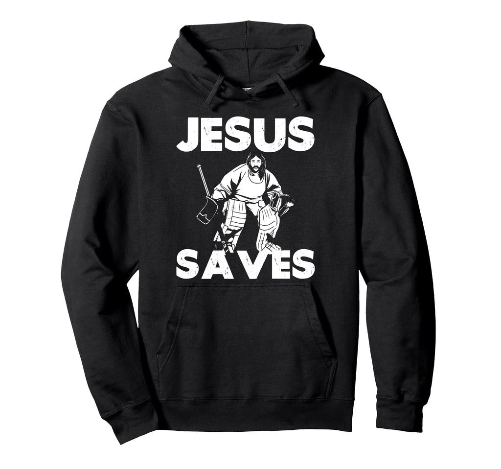Ice Hockey Goalie Goalkeeper Jesus Hoodie - Minimalist Print Men Women - T-Shirt, Sweatshirt, Hoodie