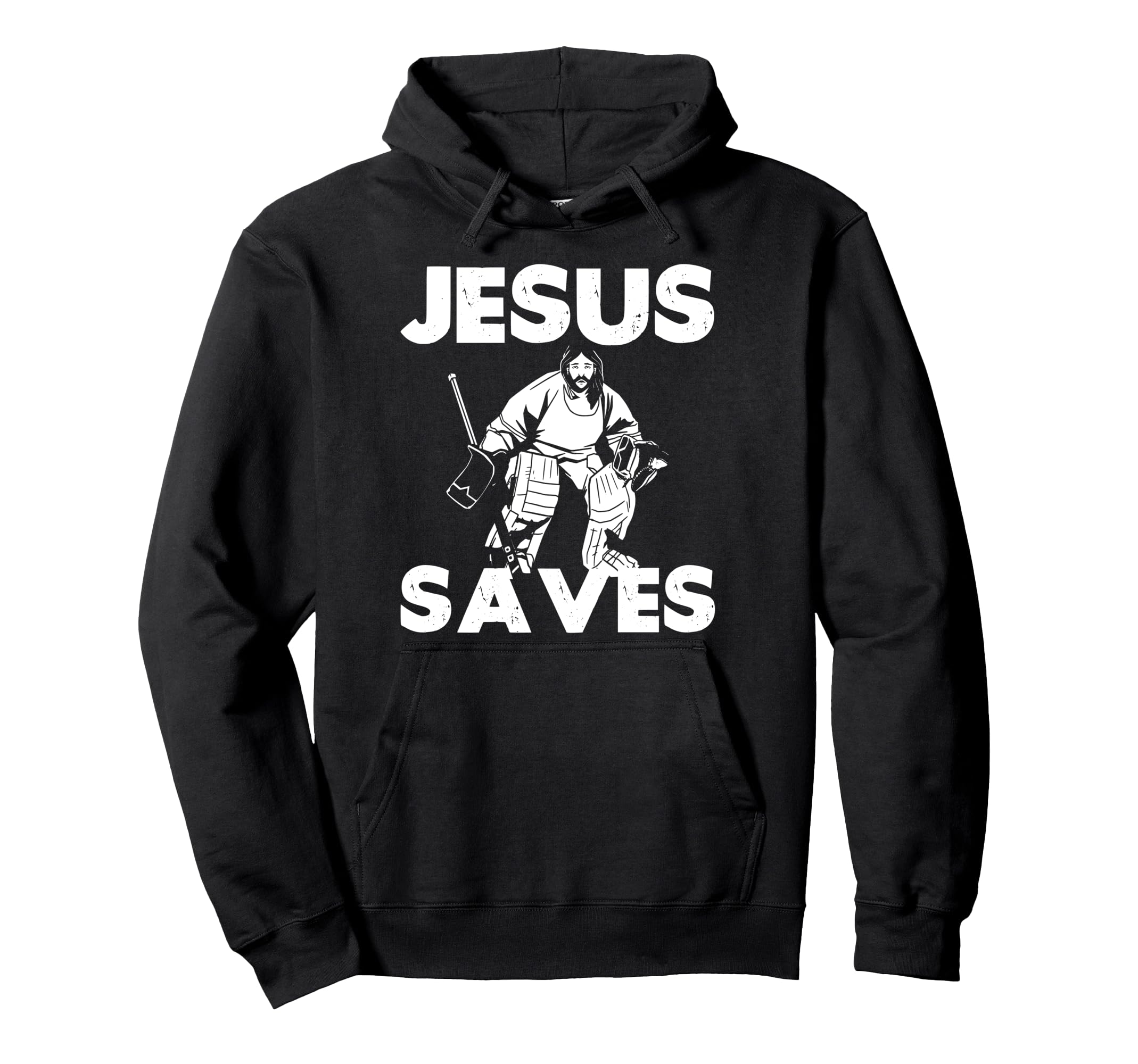 Ice Hockey Goalie Goalkeeper Jesus Hoodie - Minimalist Print Men Women - T-Shirt, Sweatshirt, Hoodie