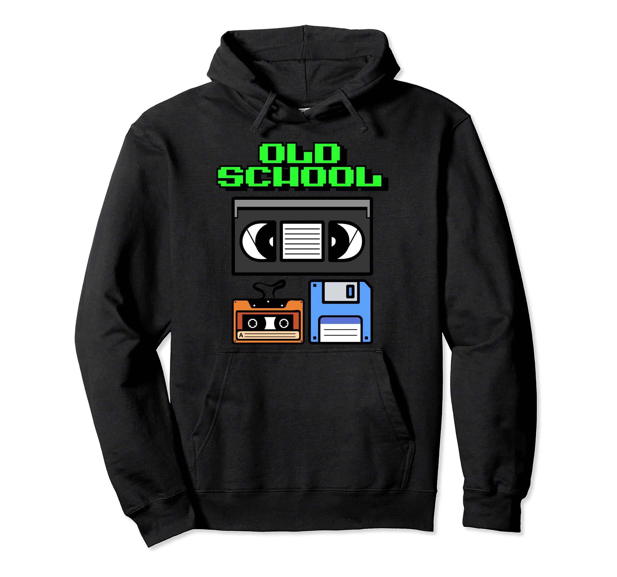 Old School Floppy Disk Vhs And Hoodie - Custom Art Print for Adults - T-Shirt, Sweatshirt, Hoodie