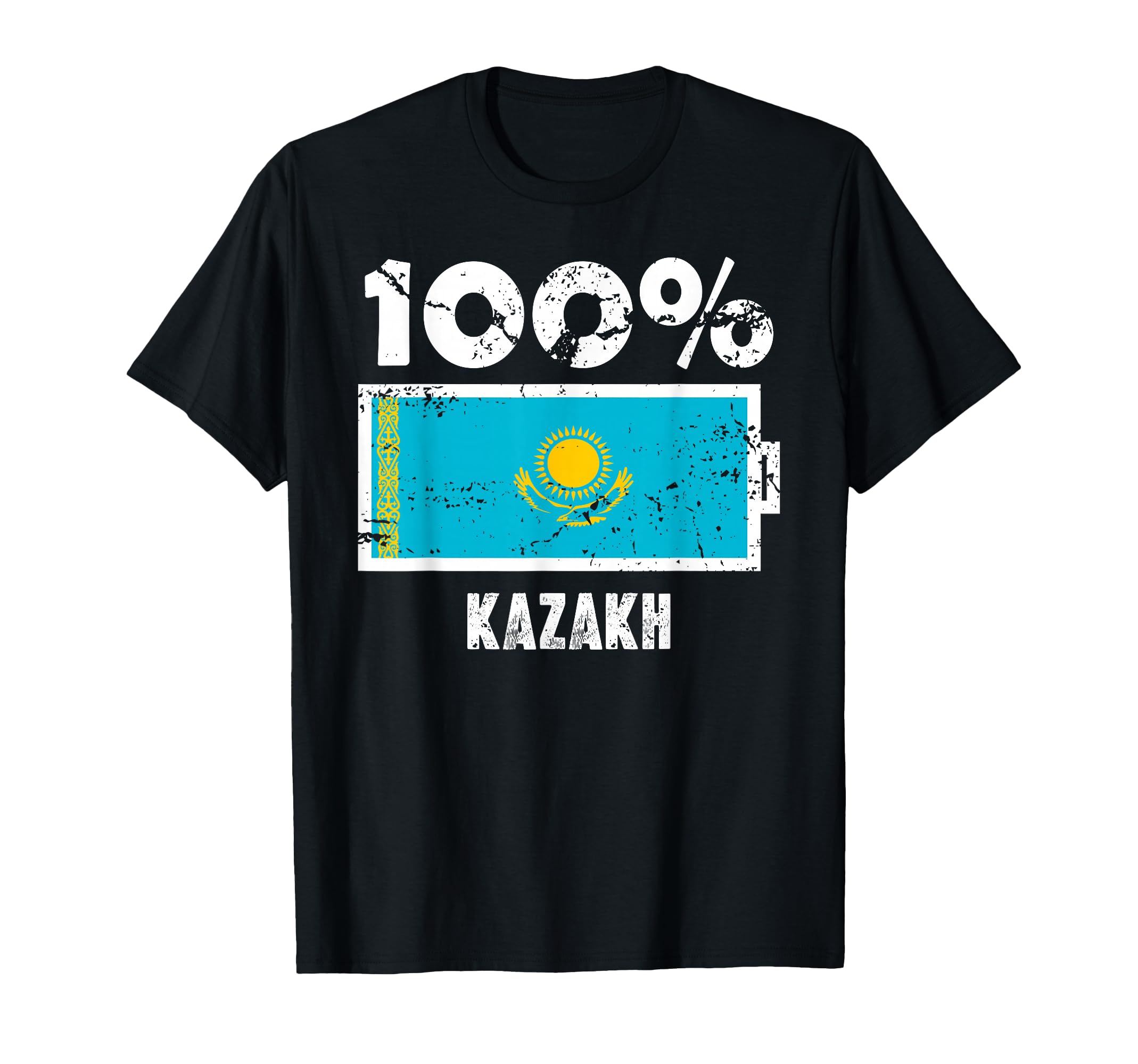 Kazakhstan Flag Support 100 Kazakh T-Shirt - Fun Novelty Design for Adults - T-Shirt, Sweatshirt, Hoodie