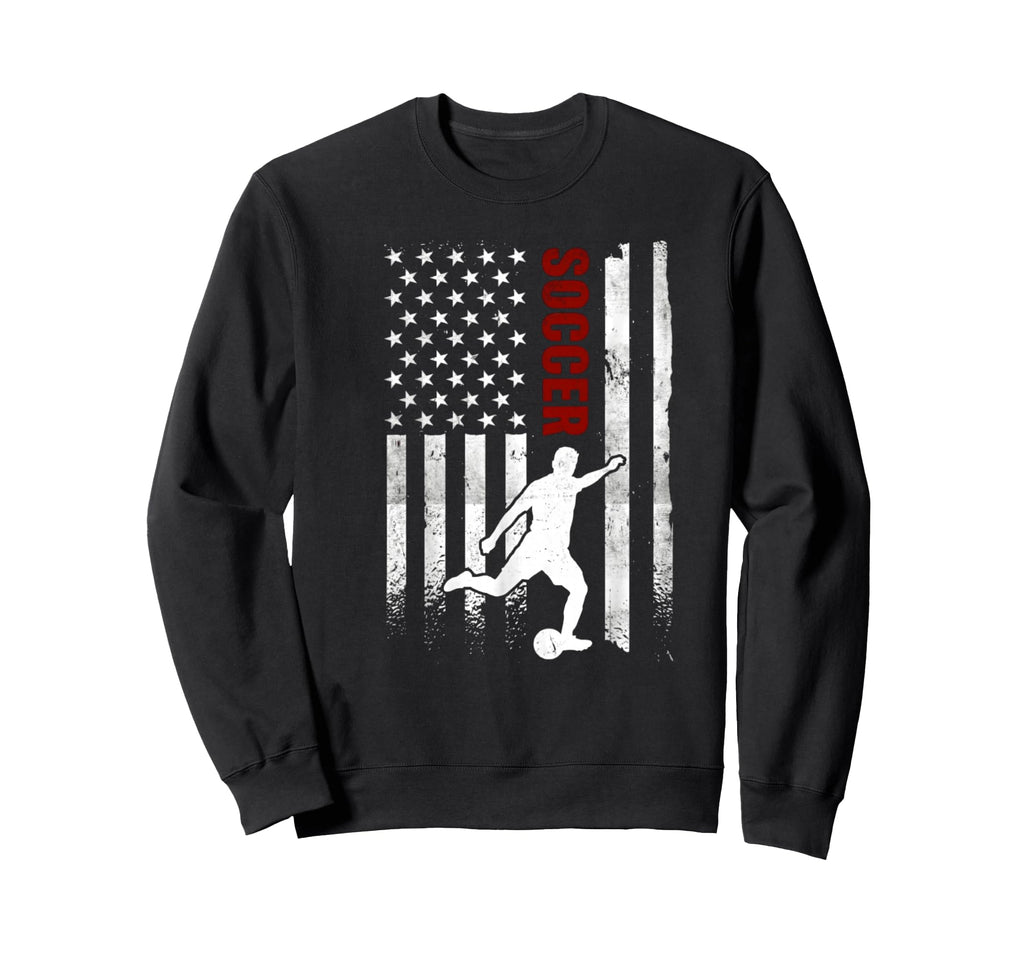 Soccer American Flag Sweatshirt - Casual Everyday Wear Men Women - T-Shirt, Sweatshirt, Hoodie