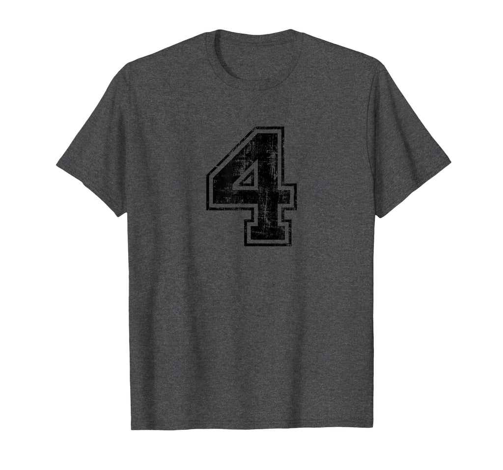 Number 4 Four Varsity Distressed Sport Team T-Shirt - Graphic Print Unisex - T-Shirt, Sweatshirt, Hoodie