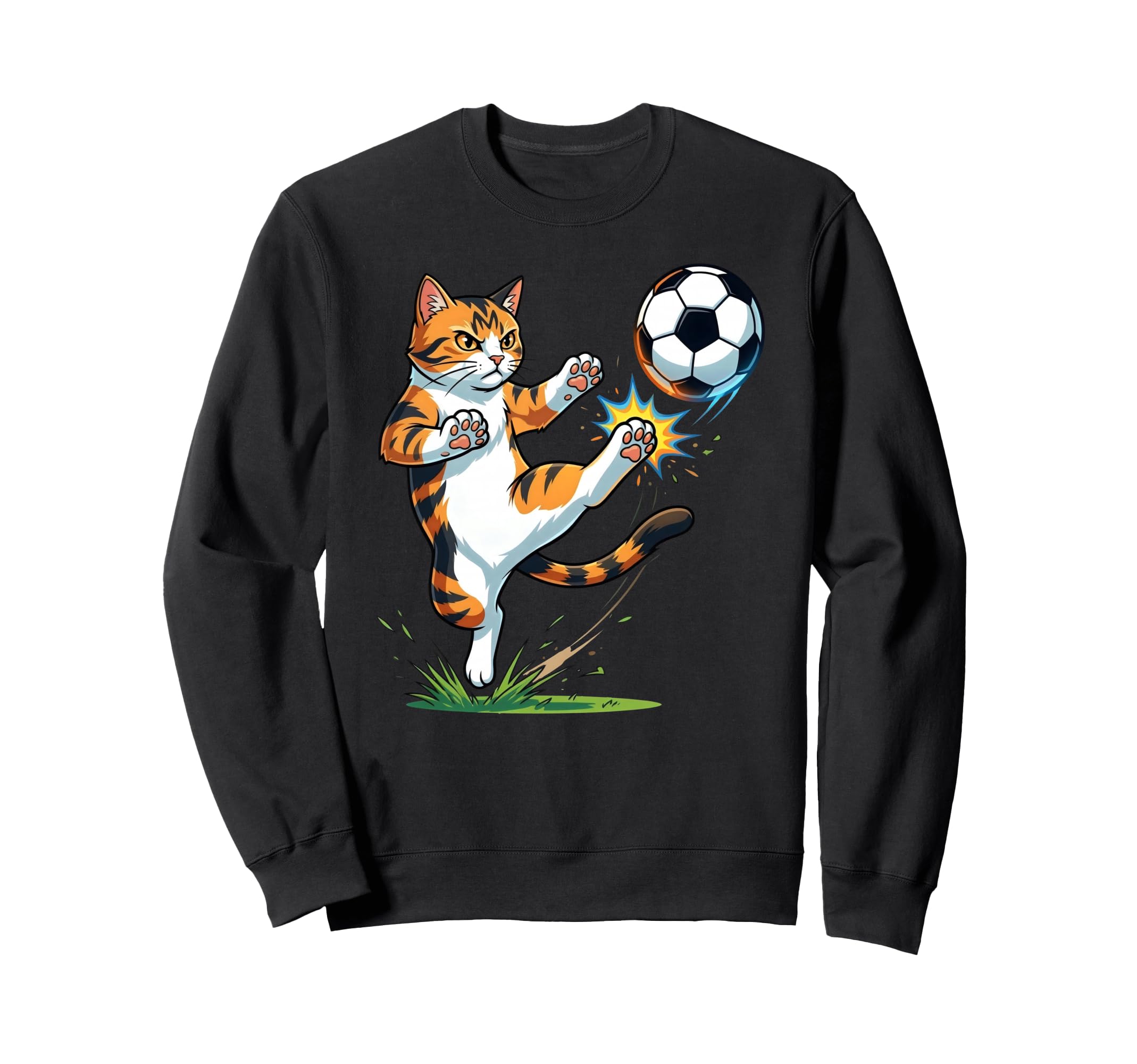 Funny Ginger Cat Playing Soccer Sweatshirt - Minimalist Print Unisex - T-Shirt, Sweatshirt, Hoodie