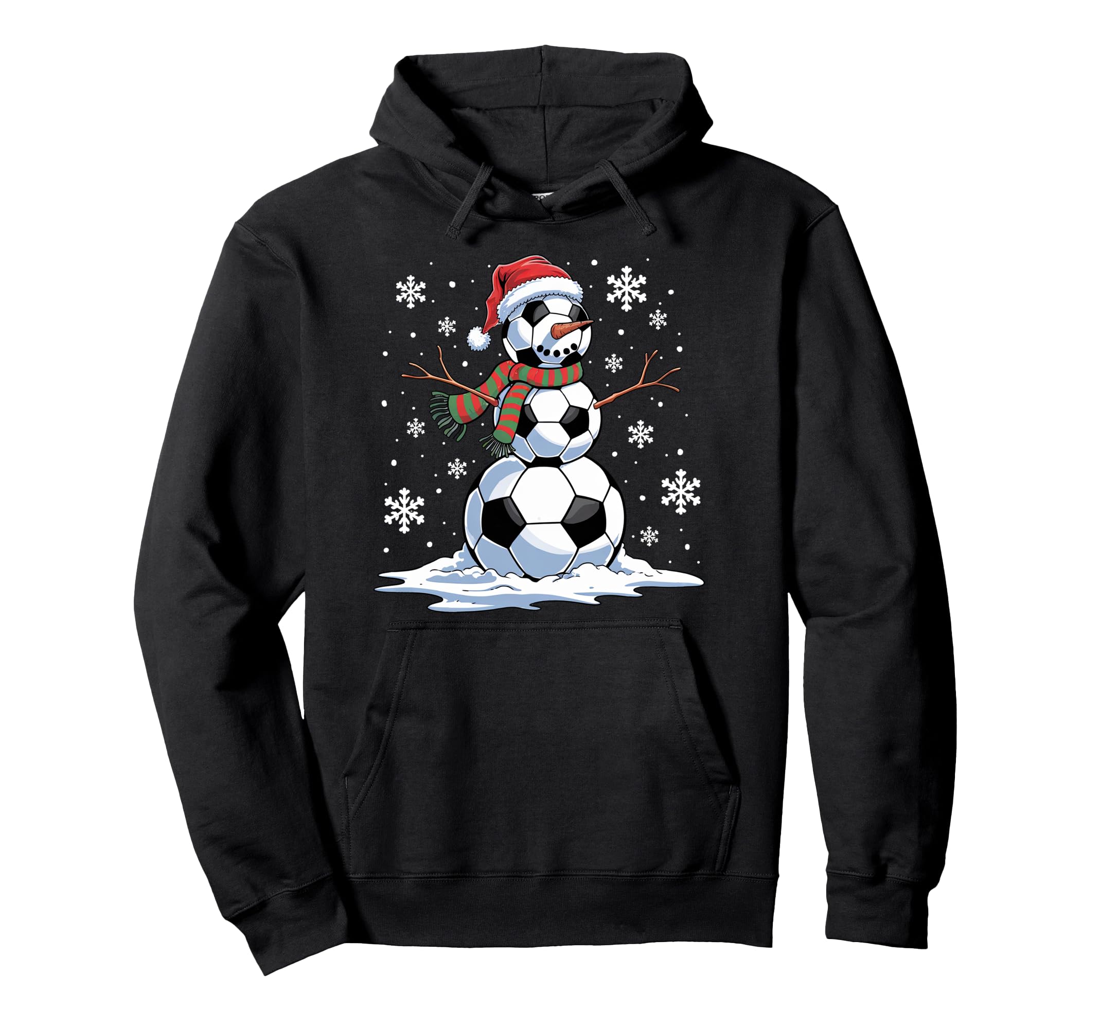 Soccer Snowman Soccer Player Santa Hat Hoodie - Fun Novelty Design Unisex - T-Shirt, Sweatshirt, Hoodie