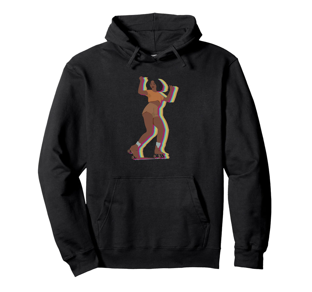Womens 70S 80S Roller Skating Afro Hoodie - Casual Everyday Wear for Adults - T-Shirt, Sweatshirt, Hoodie