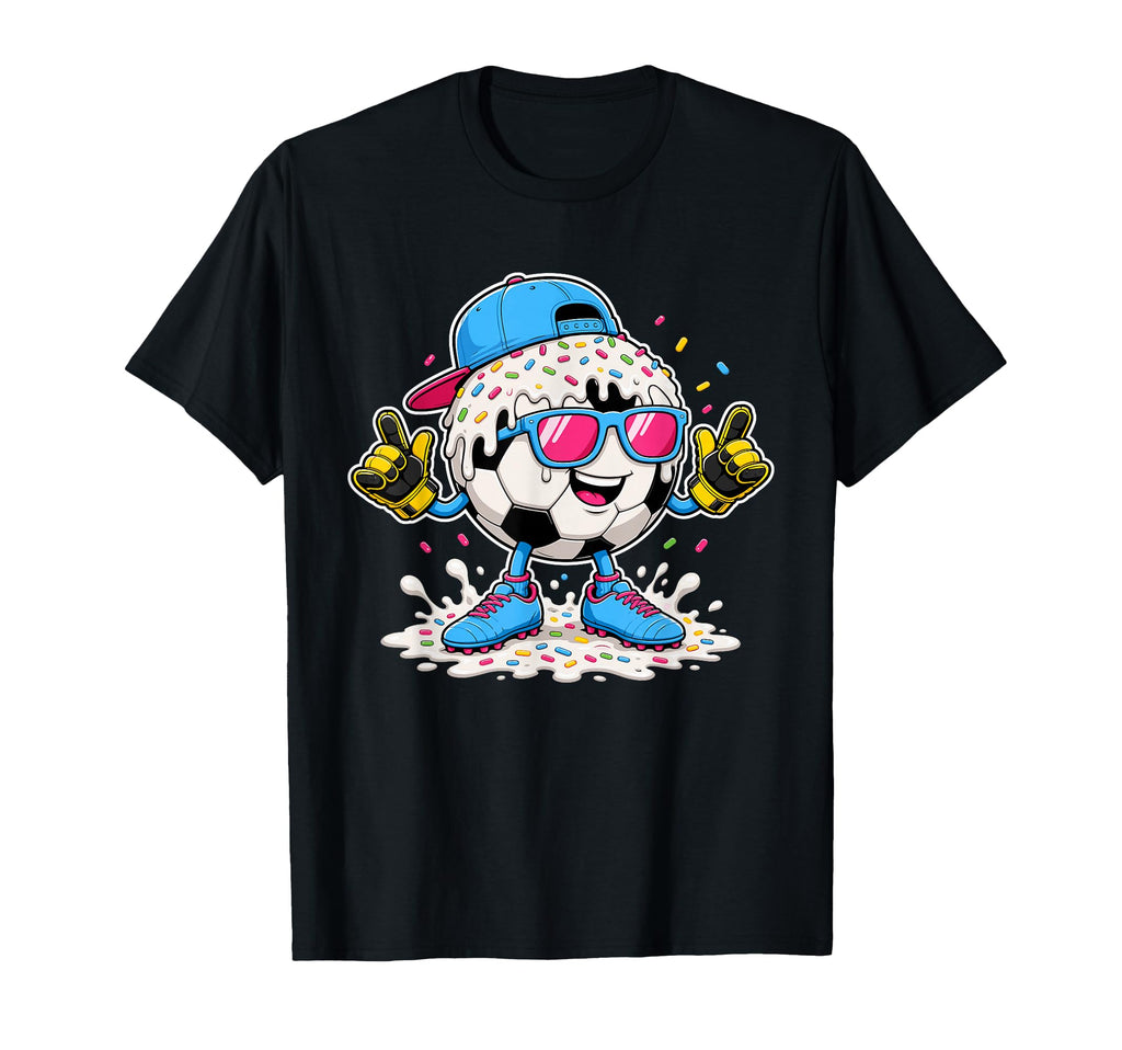 Soccer Ball Melting Ice Cream Drip T-Shirt - Unique Graphic Men Women - T-Shirt, Sweatshirt, Hoodie