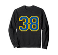 Blue Yellow Sport Team Number 38 Sweatshirt - Custom Art Print Unisex - T-Shirt, Sweatshirt, Hoodie