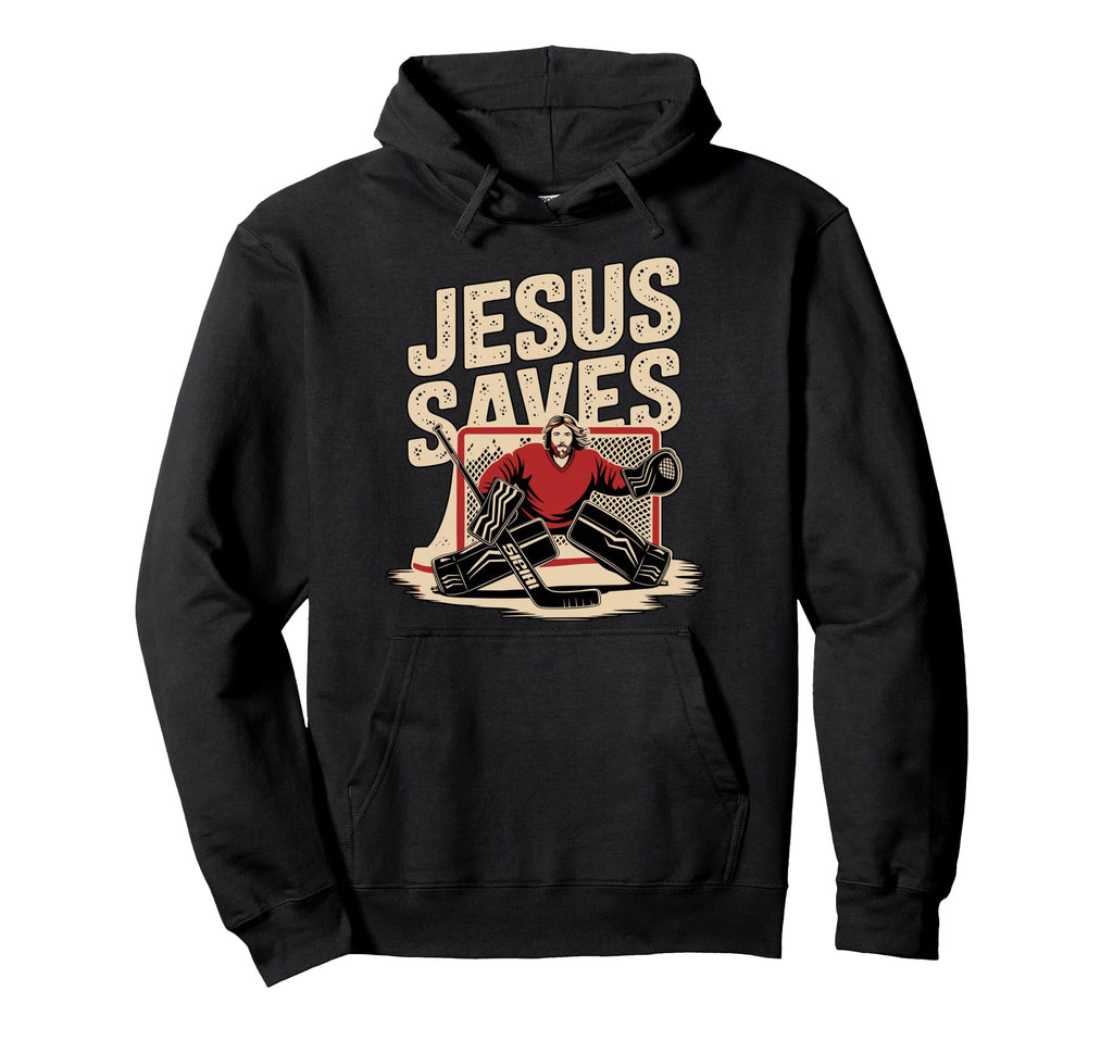 Jesus Saves Ice Hockey Goalkeeper Hoodie - Minimalist Print Men Women - T-Shirt, Sweatshirt, Hoodie
