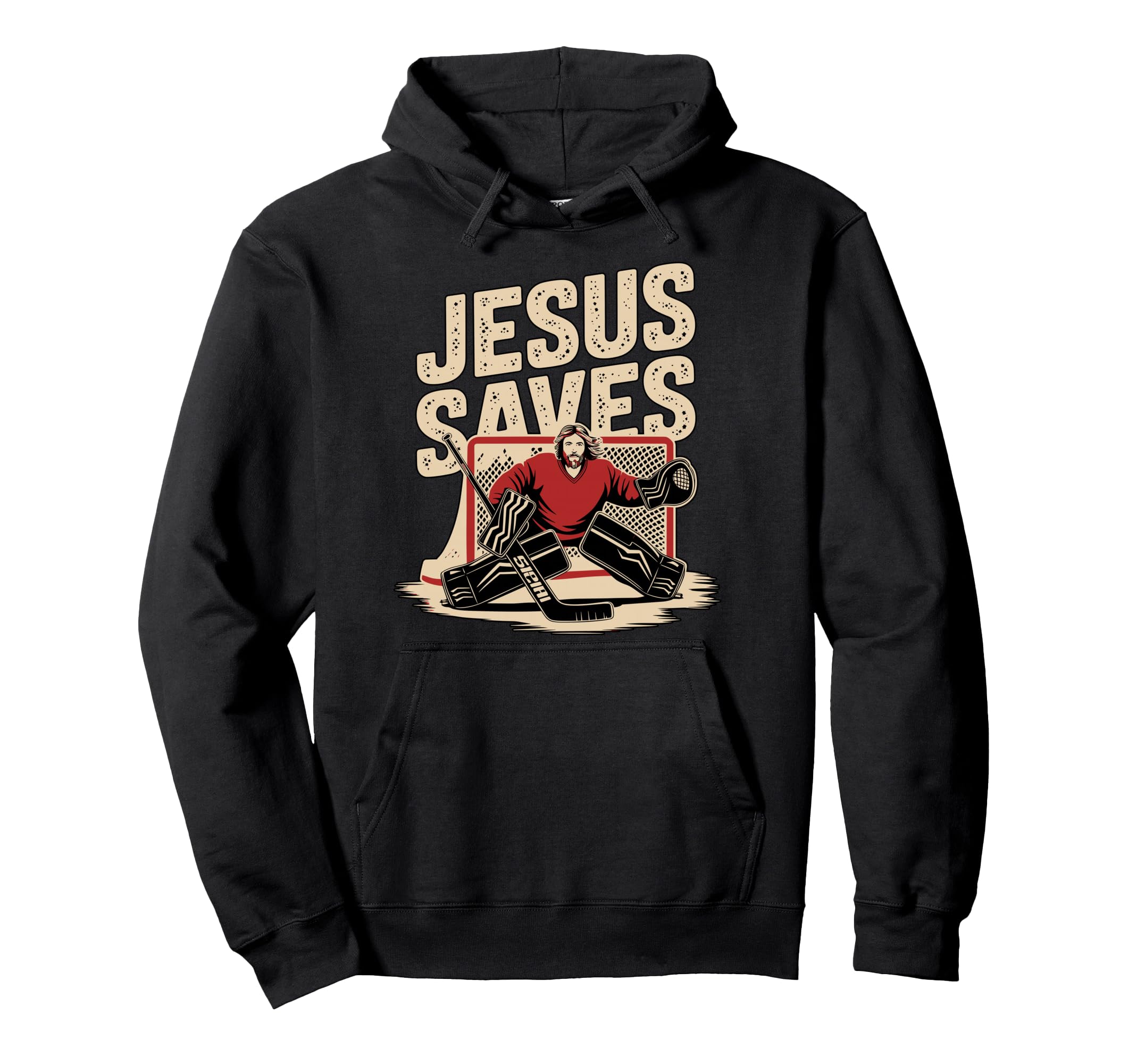 Jesus Saves Ice Hockey Goalkeeper Hoodie - Minimalist Print Men Women - T-Shirt, Sweatshirt, Hoodie