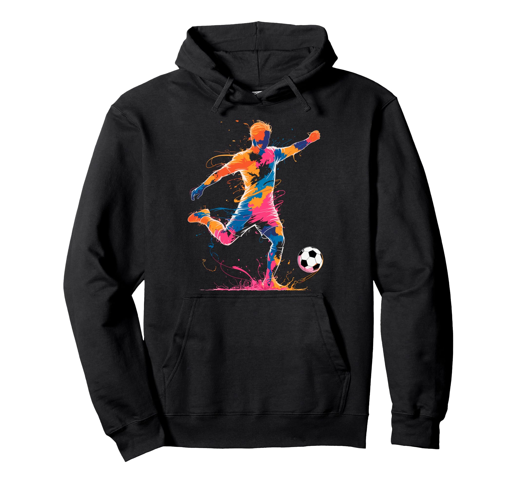 Colorful Funny Soccer Player Fan Game Hoodie - Unique Graphic for Adults - T-Shirt, Sweatshirt, Hoodie