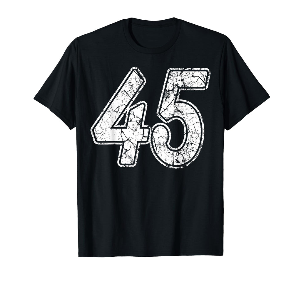 Distressed White Script Number 45 Jersey T-Shirt - Graphic Print Men Women - T-Shirt, Sweatshirt, Hoodie