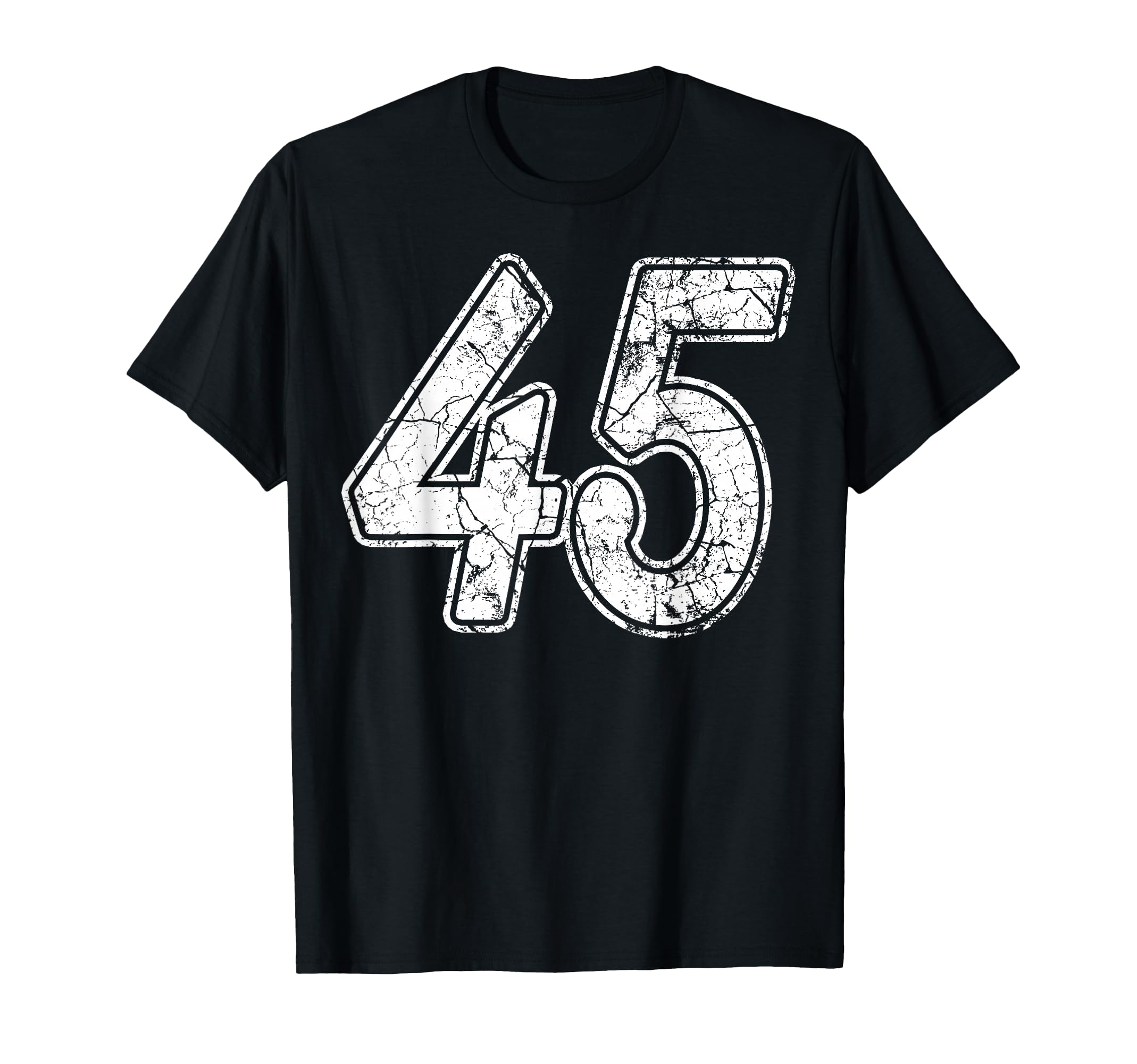 Distressed White Script Number 45 Jersey T-Shirt - Graphic Print Men Women - T-Shirt, Sweatshirt, Hoodie