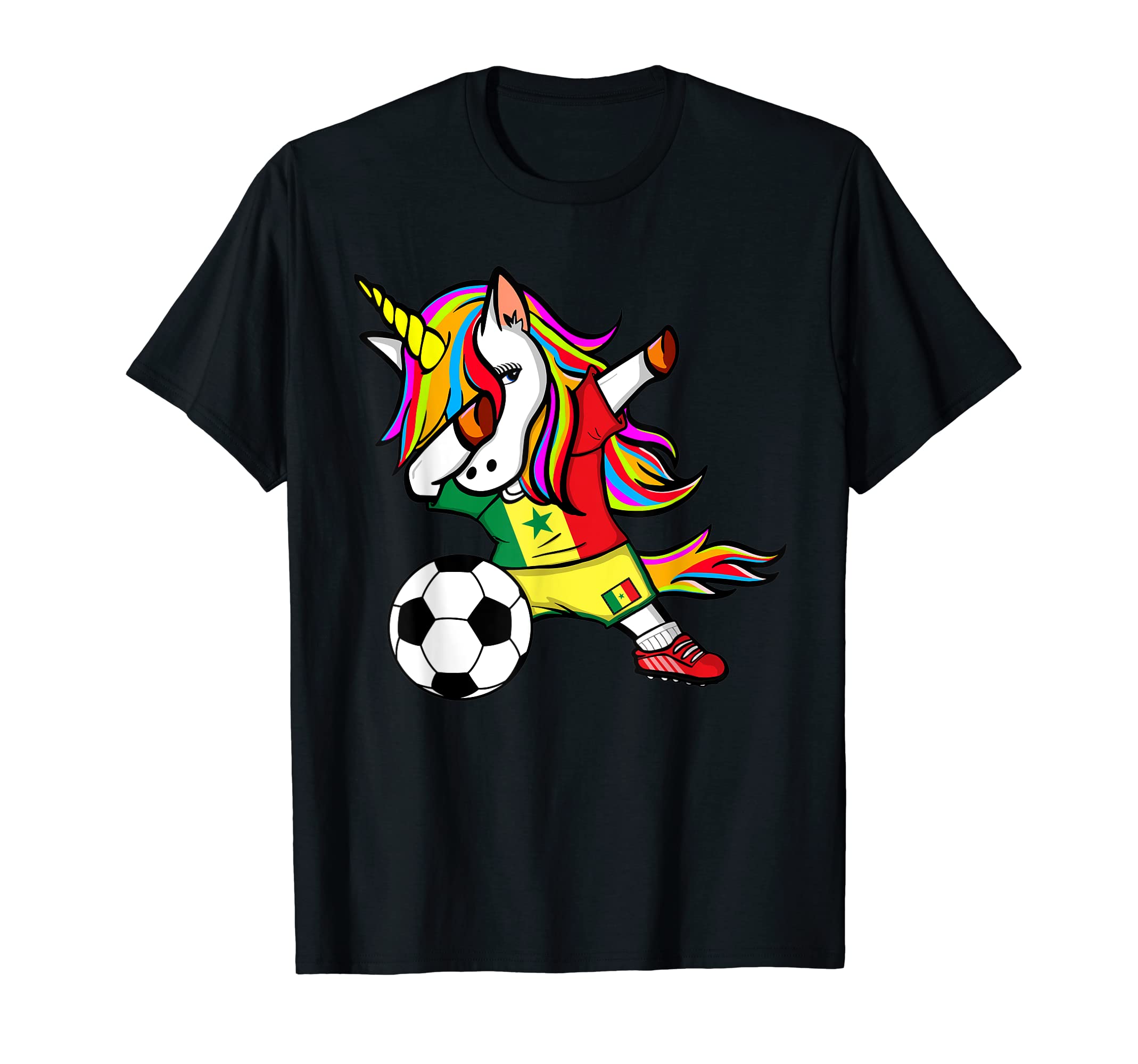 Dabbing Unicorn Senegal Football T-Shirt - Fun Novelty Design Men Women - T-Shirt, Sweatshirt, Hoodie