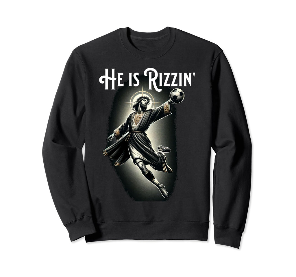 Rizzen He Is Rizzin Jesus Playing Sweatshirt - Minimalist Print Unisex - T-Shirt, Sweatshirt, Hoodie