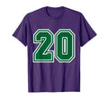 Number 20 Green Sports Team Varsity T-Shirt - Unique Graphic for Adults - T-Shirt, Sweatshirt, Hoodie