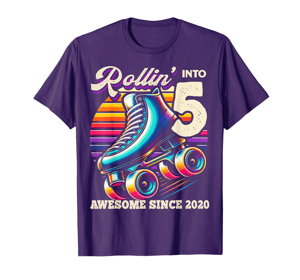 Birthday Roller Skating 5Th Rollin T-Shirt - Novelty Apparel Men Women - T-Shirt, Sweatshirt, Hoodie