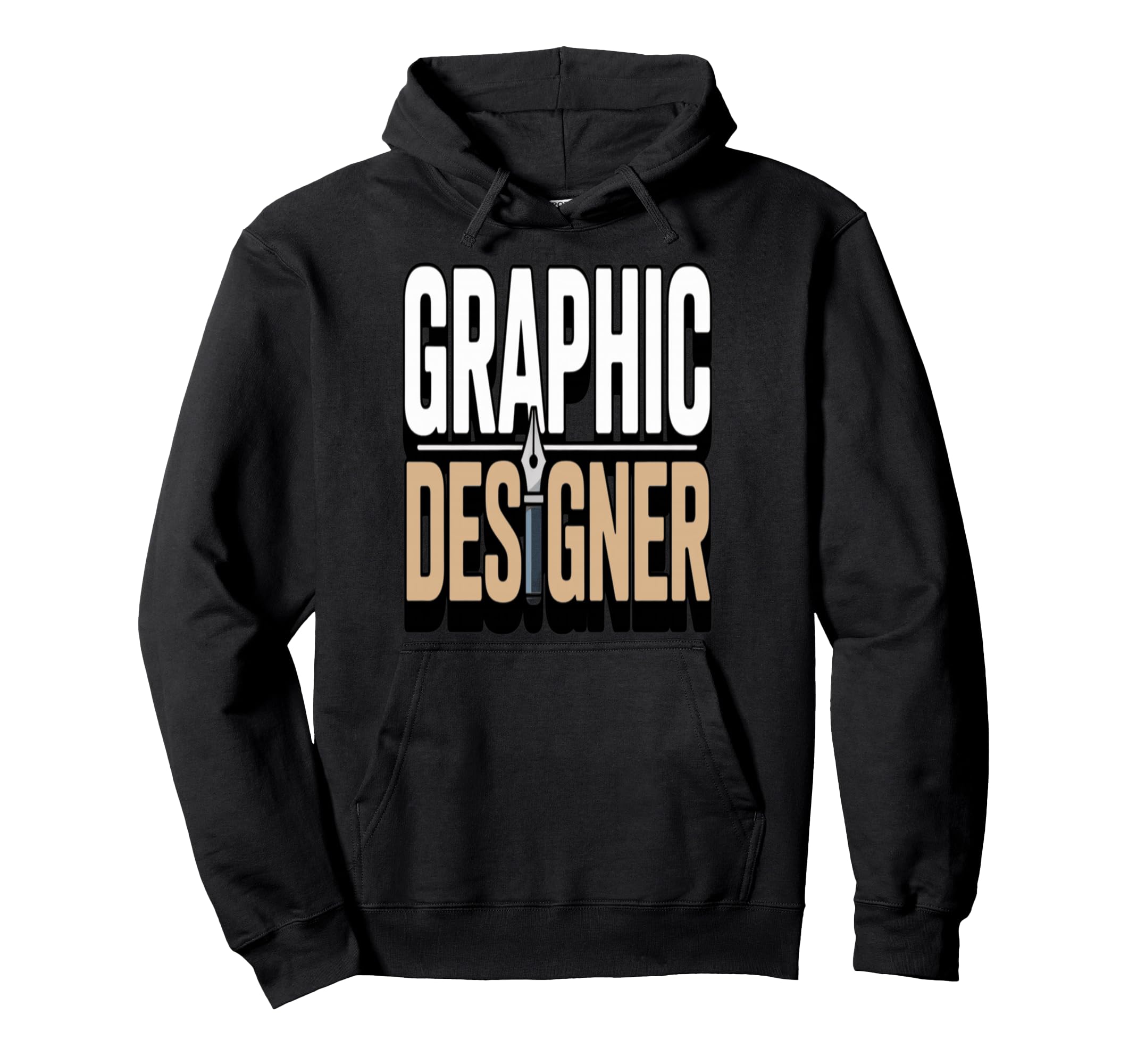 Designer Typography Pen Icon Hoodie - Unique Graphic Men Women - T-Shirt, Sweatshirt, Hoodie