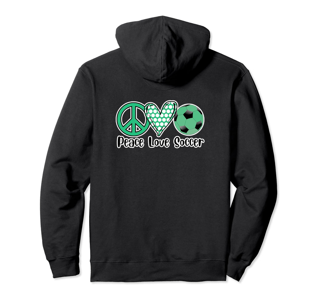 Peace Love Soccer Shirts Green Soccer Ball Hoodie - Custom Art Print Unisex - T-Shirt, Sweatshirt, Hoodie