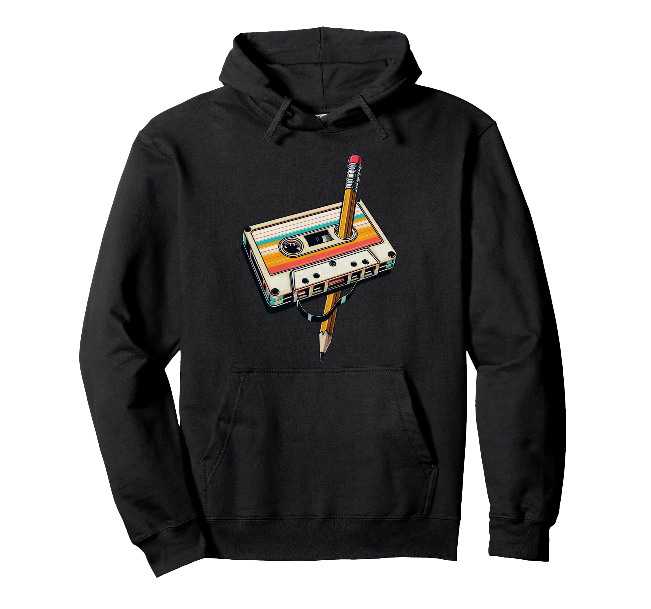 Pencil Rewind Cassette Tape Nostalgia Hoodie - Novelty Apparel for Adults - T-Shirt, Sweatshirt, Hoodie