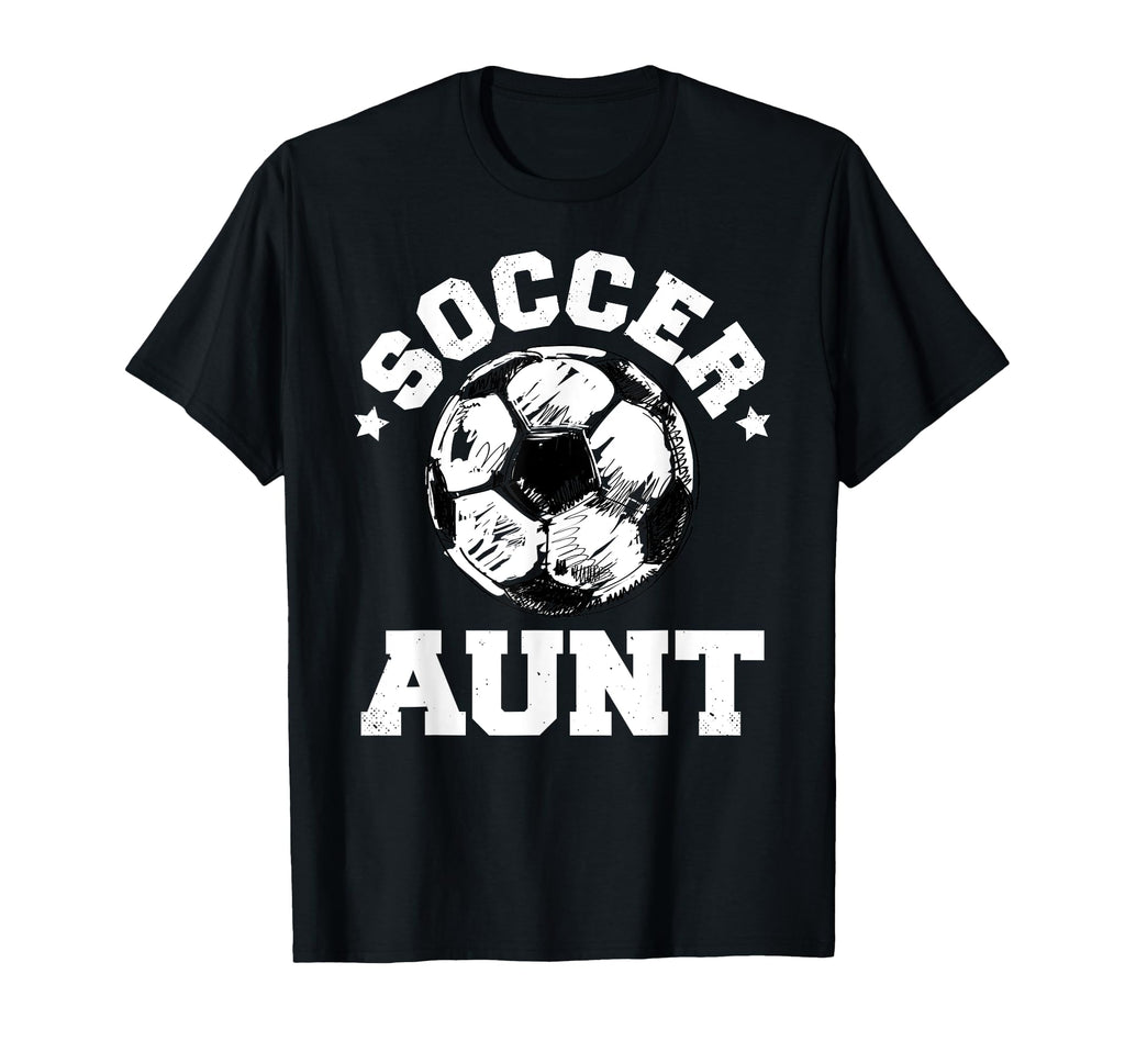 Soccer Aunt Soccer Ball Distressed T-Shirt - Novelty Apparel for Adults - T-Shirt, Sweatshirt, Hoodie