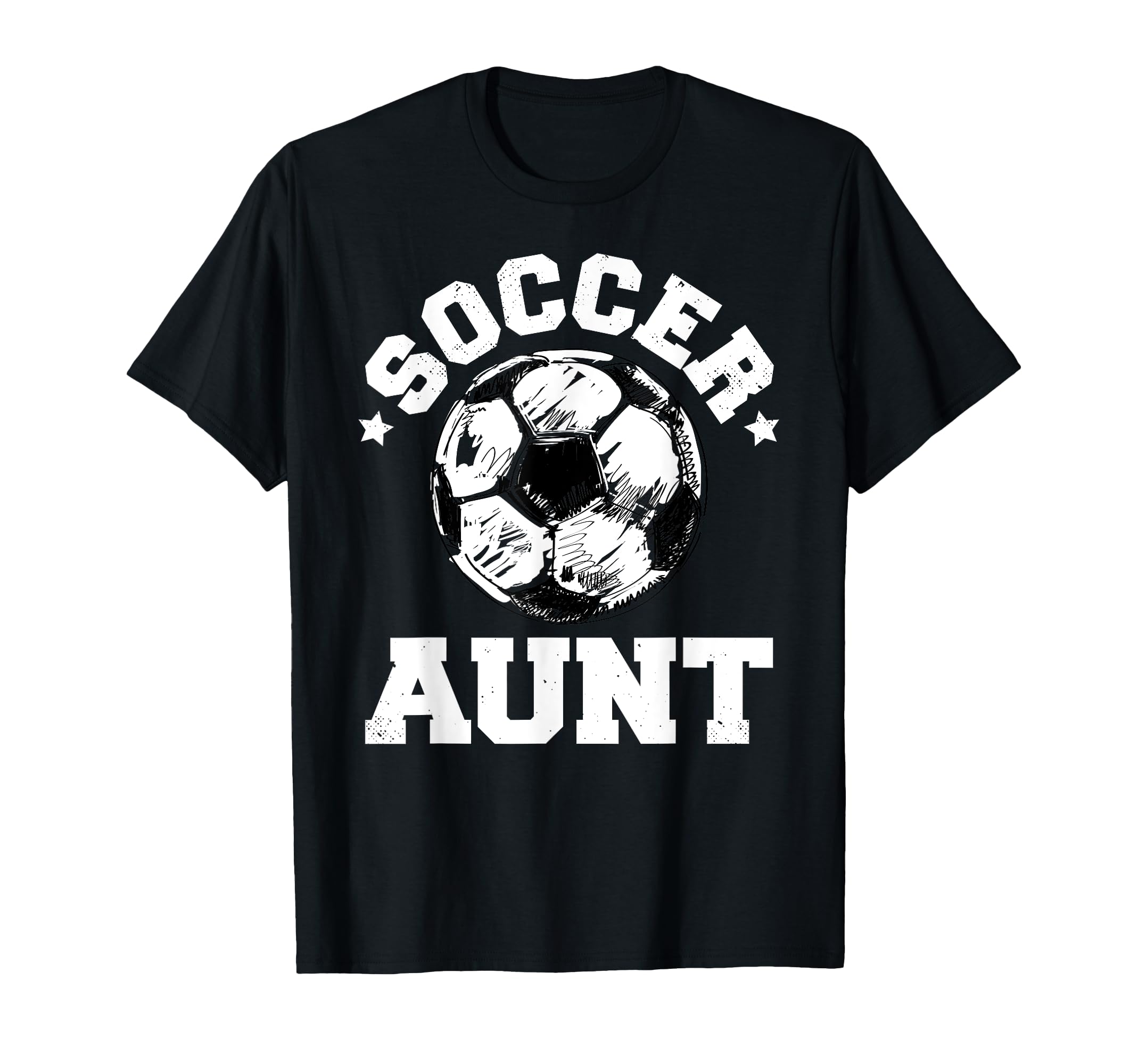 Soccer Aunt Soccer Ball Distressed T-Shirt - Novelty Apparel for Adults - T-Shirt, Sweatshirt, Hoodie
