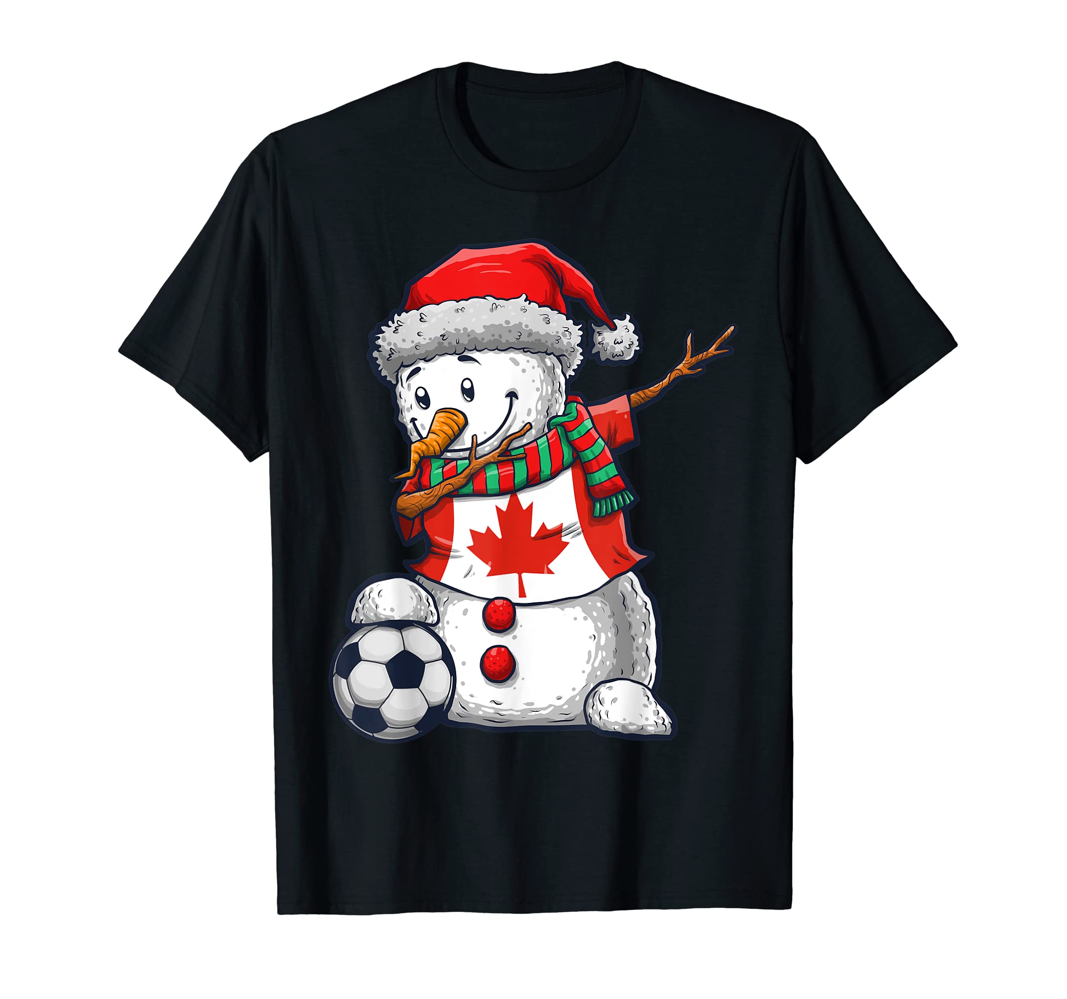 Soccer Dabbing Snowman Canada Football T-Shirt - Graphic Print Men Women - T-Shirt, Sweatshirt, Hoodie