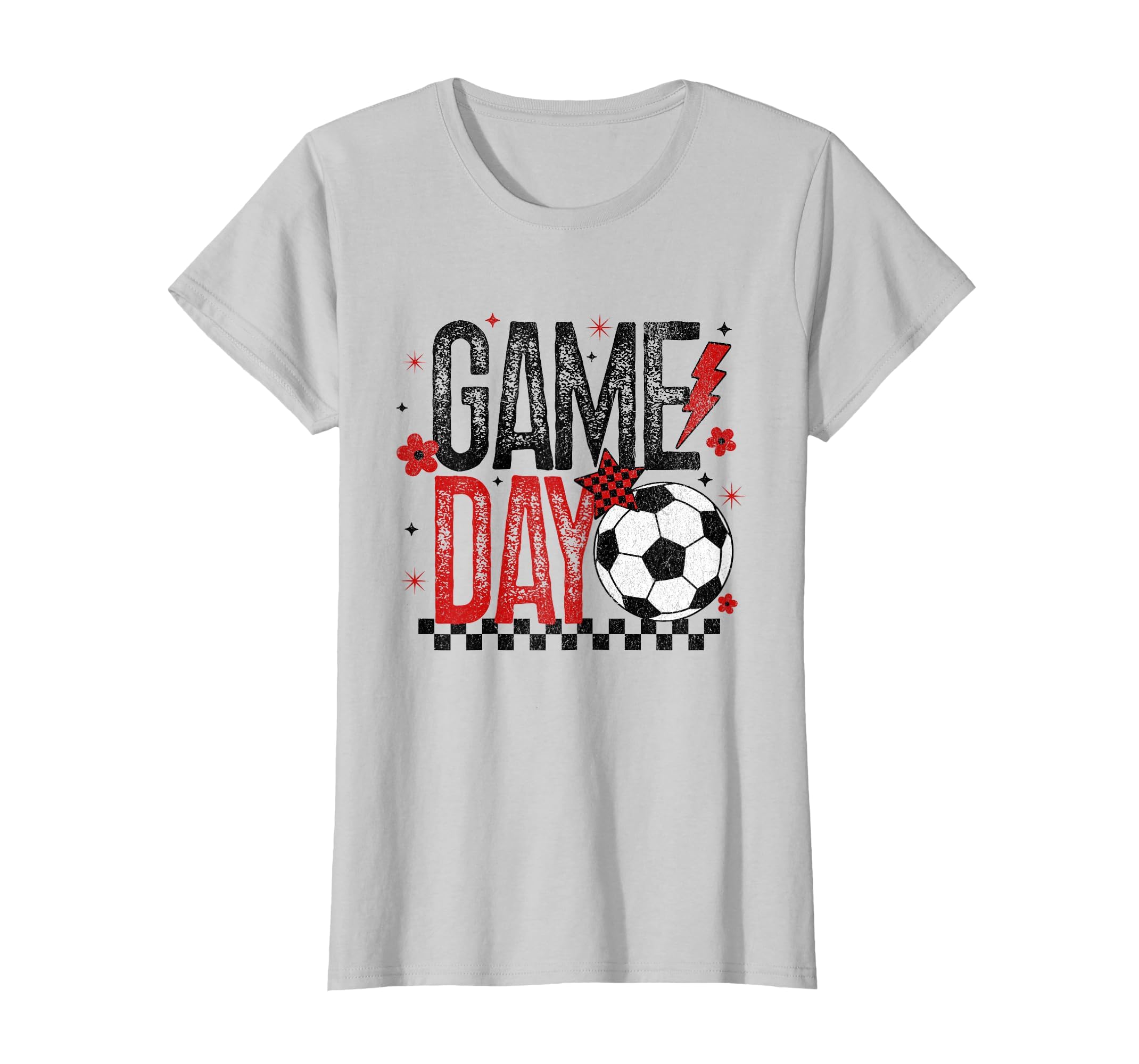 Game Day Soccer Season Checkered Black T-Shirt - Graphic Print Men Women - T-Shirt, Sweatshirt, Hoodie