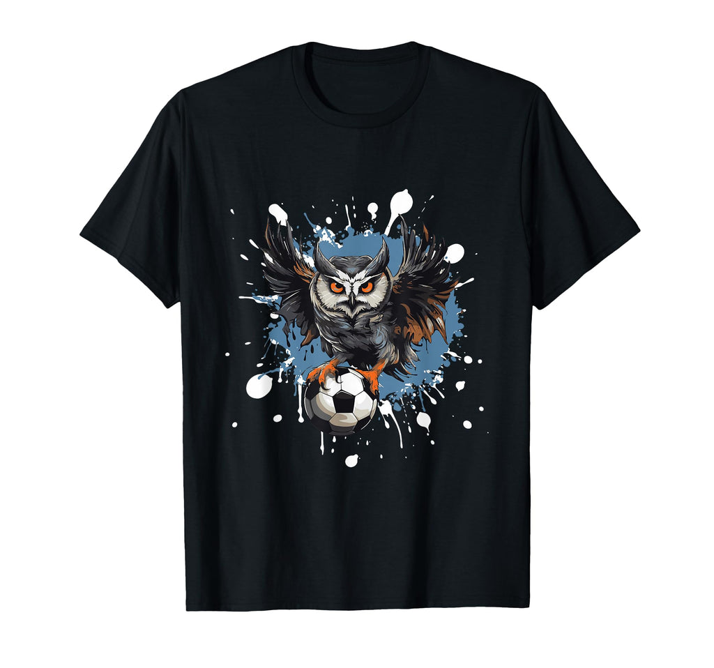 Owl Playing Soccer Sports Team Animal T-Shirt - Graphic Print Unisex - T-Shirt, Sweatshirt, Hoodie